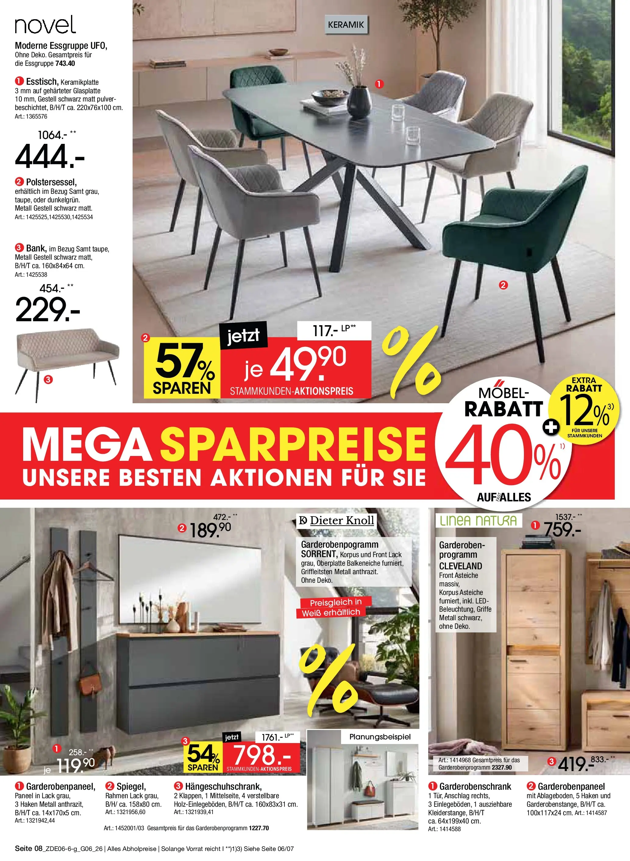 Zurbrüggen Mega Sparpreise (ab 08.06.2026) zum Blättern | Seite: 8 | Produkte: Essgruppe, Garderobenschrank