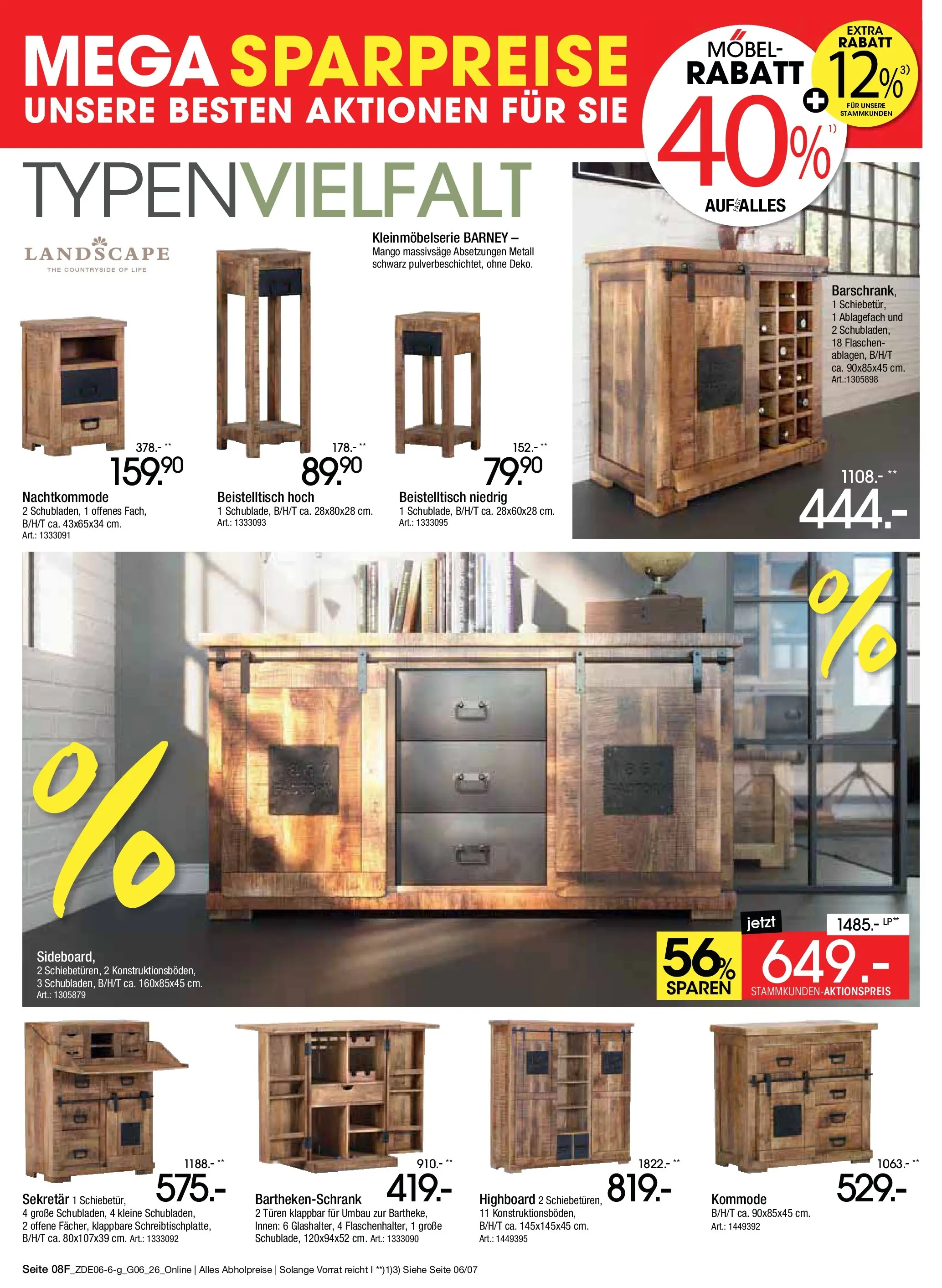 Zurbrüggen Mega Sparpreise (ab 08.06.2026) zum Blättern | Seite: 20 | Produkte: HIghboard, Beistelltisch, Kommode, Mango