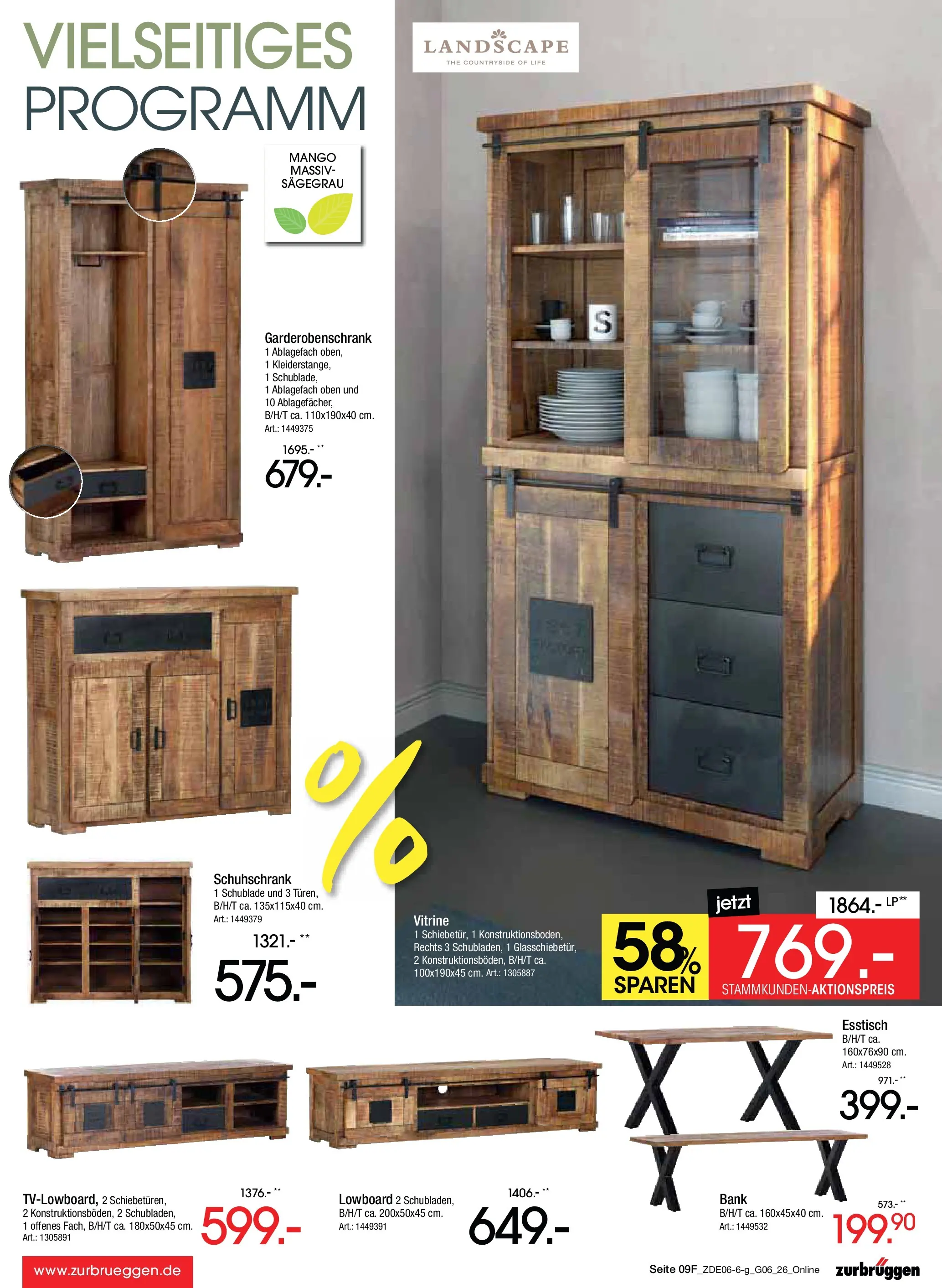 Zurbrüggen Mega Sparpreise (ab 08.06.2026) zum Blättern | Seite: 21 | Produkte: Lowboard, Esstisch, Vitrine, Garderobenschrank