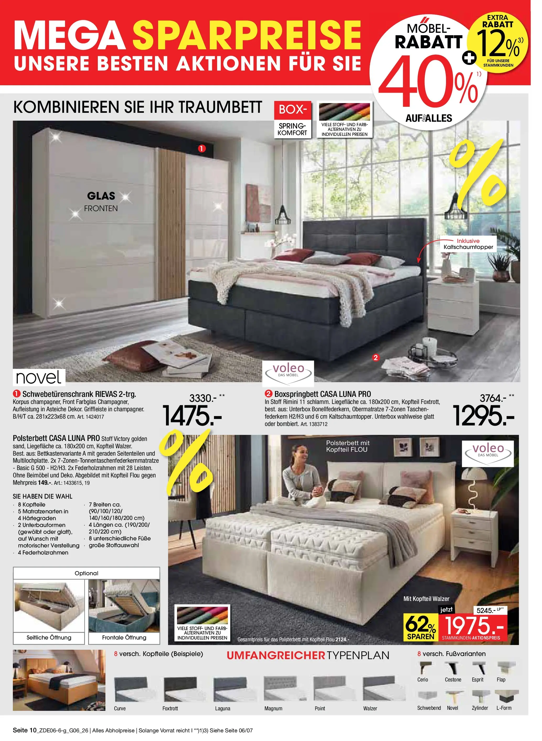 Zurbrüggen Mega Sparpreise (ab 08.06.2026) zum Blättern | Seite: 26 | Produkte: Schwebetürenschrank, Boxspringbett, Polsterbett, Box