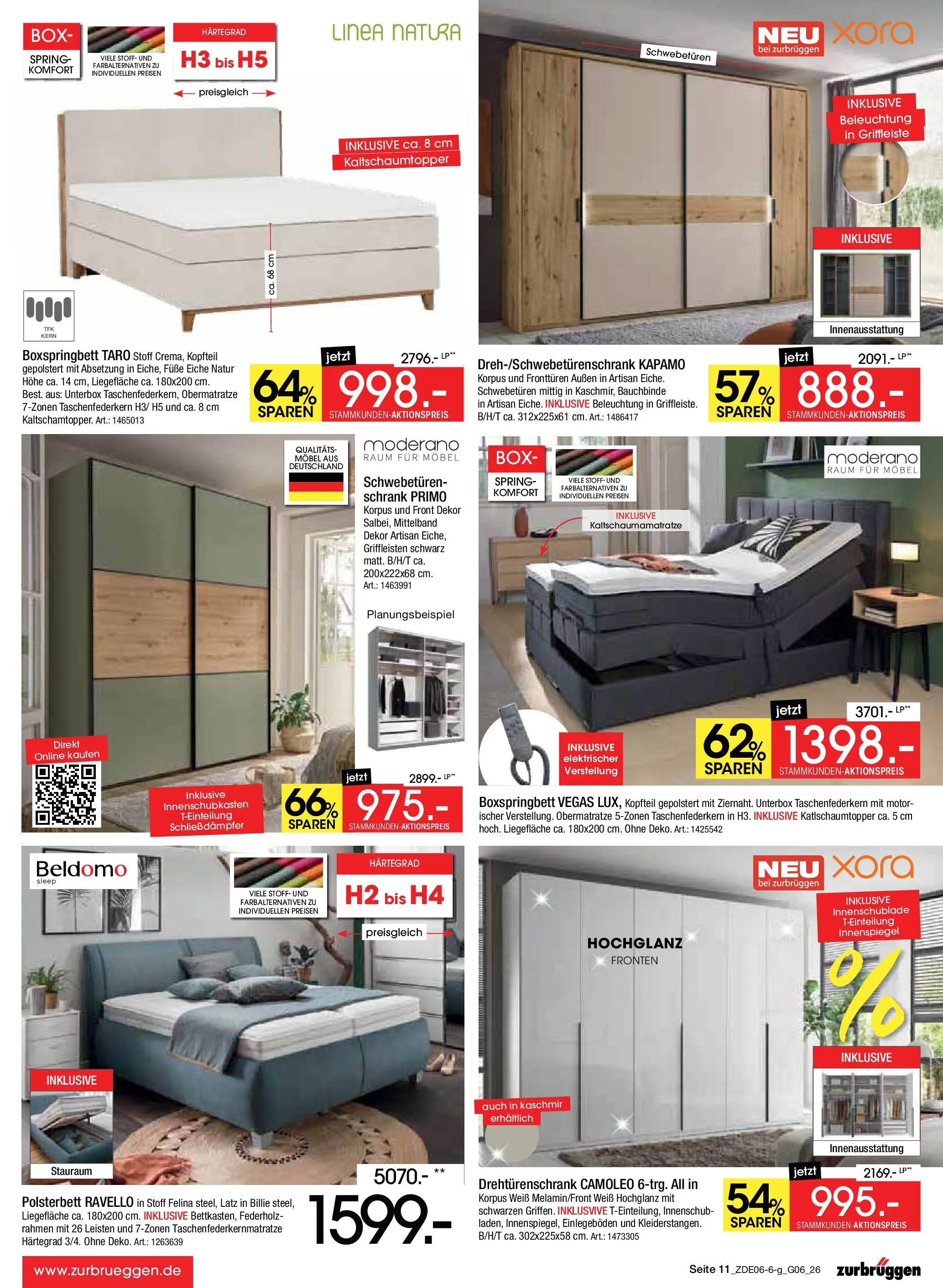 Zurbrüggen Mega Sparpreise (ab 08.06.2026) zum Blättern | Seite: 27 | Produkte: Drehtürenschrank, Boxspringbett, Schrank, Box