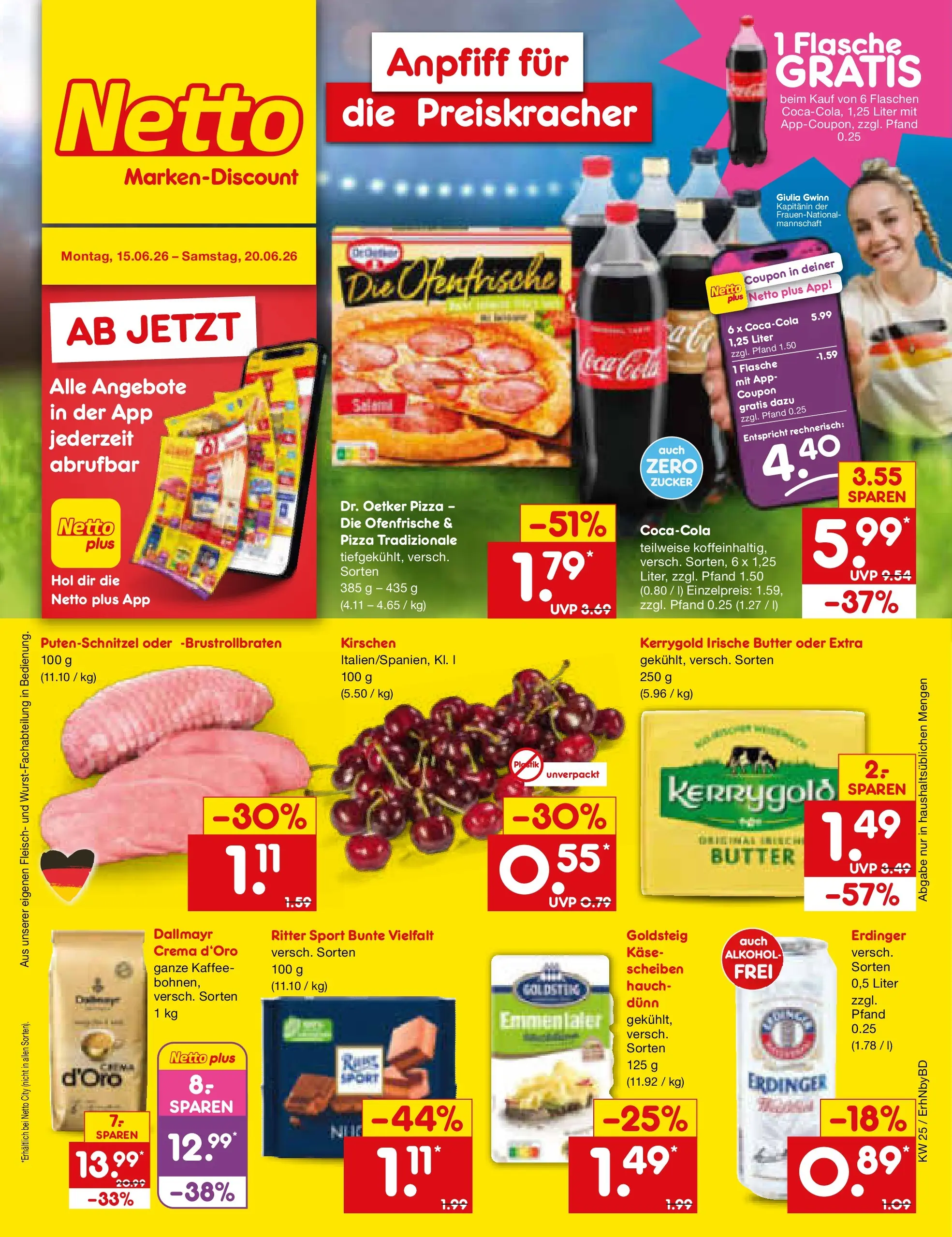 Netto Marken-Discount Prospekt Ergolding (ab 15.06.2026) » Angebote | Seite: 1 | Produkte: Erdinger, Butter, Ritter sport, Zucker