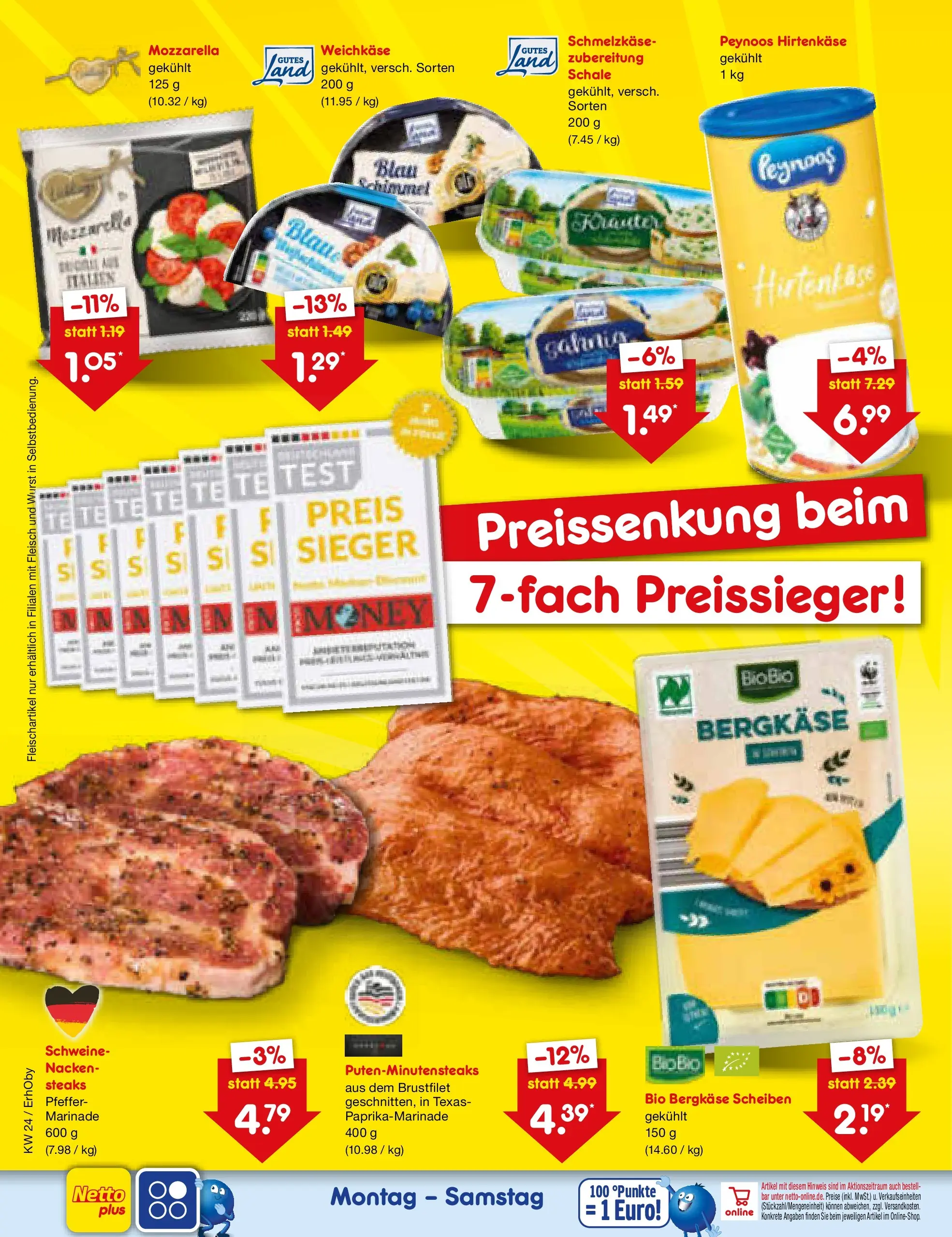 Netto Marken-Discount Prospekt Ergolding (ab 15.06.2026) » Angebote | Seite: 6 | Produkte: Mozzarella, Pfeffer, Wurst, Fleisch