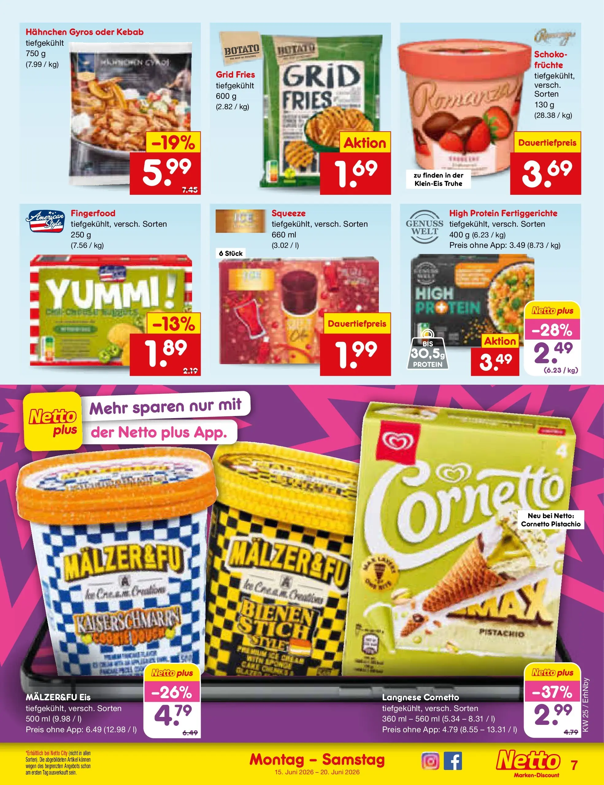 Netto Marken-Discount Prospekt Ergolding (ab 15.06.2026) » Angebote | Seite: 9 | Produkte: Langnese, Hahnchen, Truhe, Eis