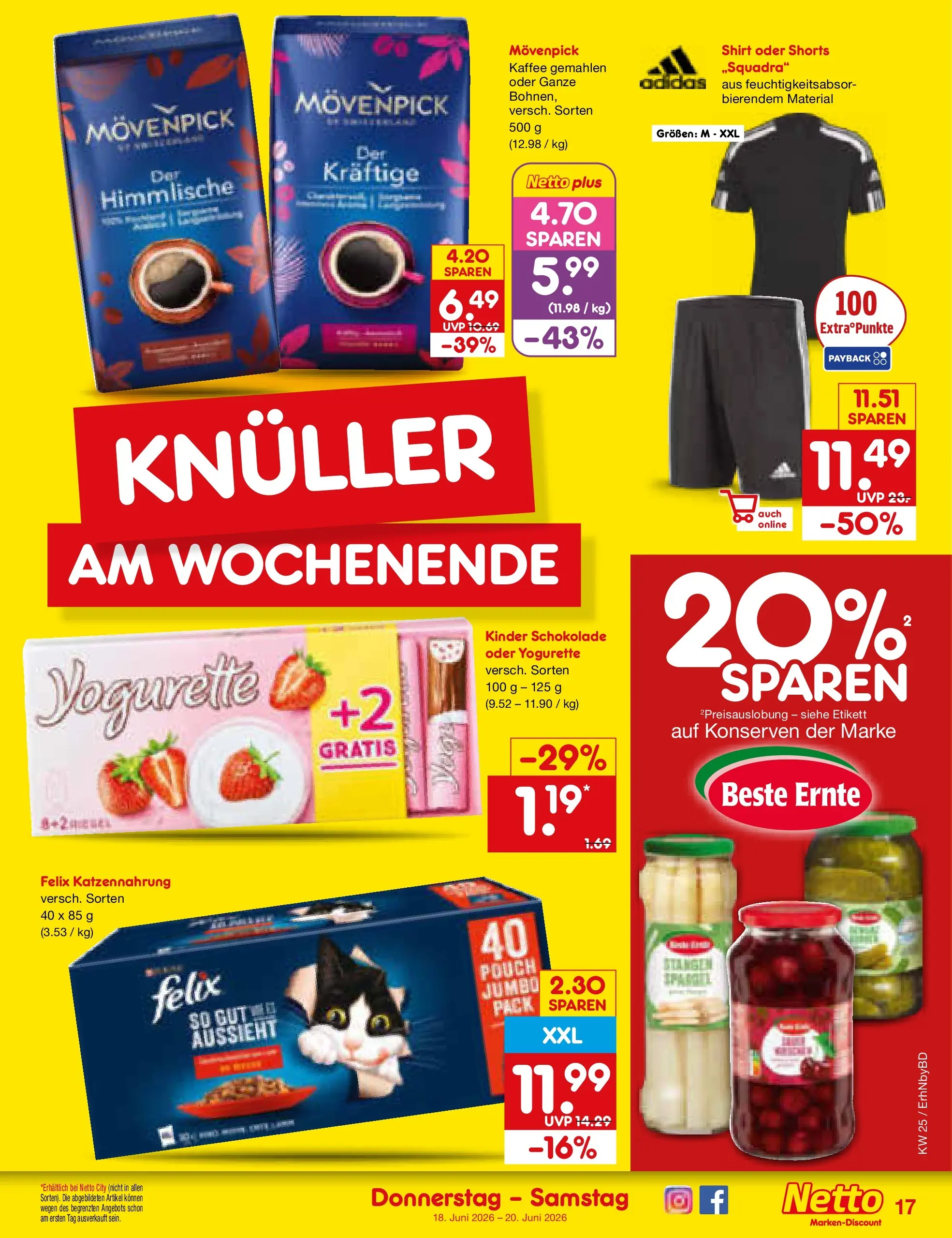 Netto Marken-Discount Prospekt Ergolding (ab 15.06.2026) » Angebote | Seite: 21 | Produkte: Shirt, Kinder schokolade, Yogurette, Schokolade