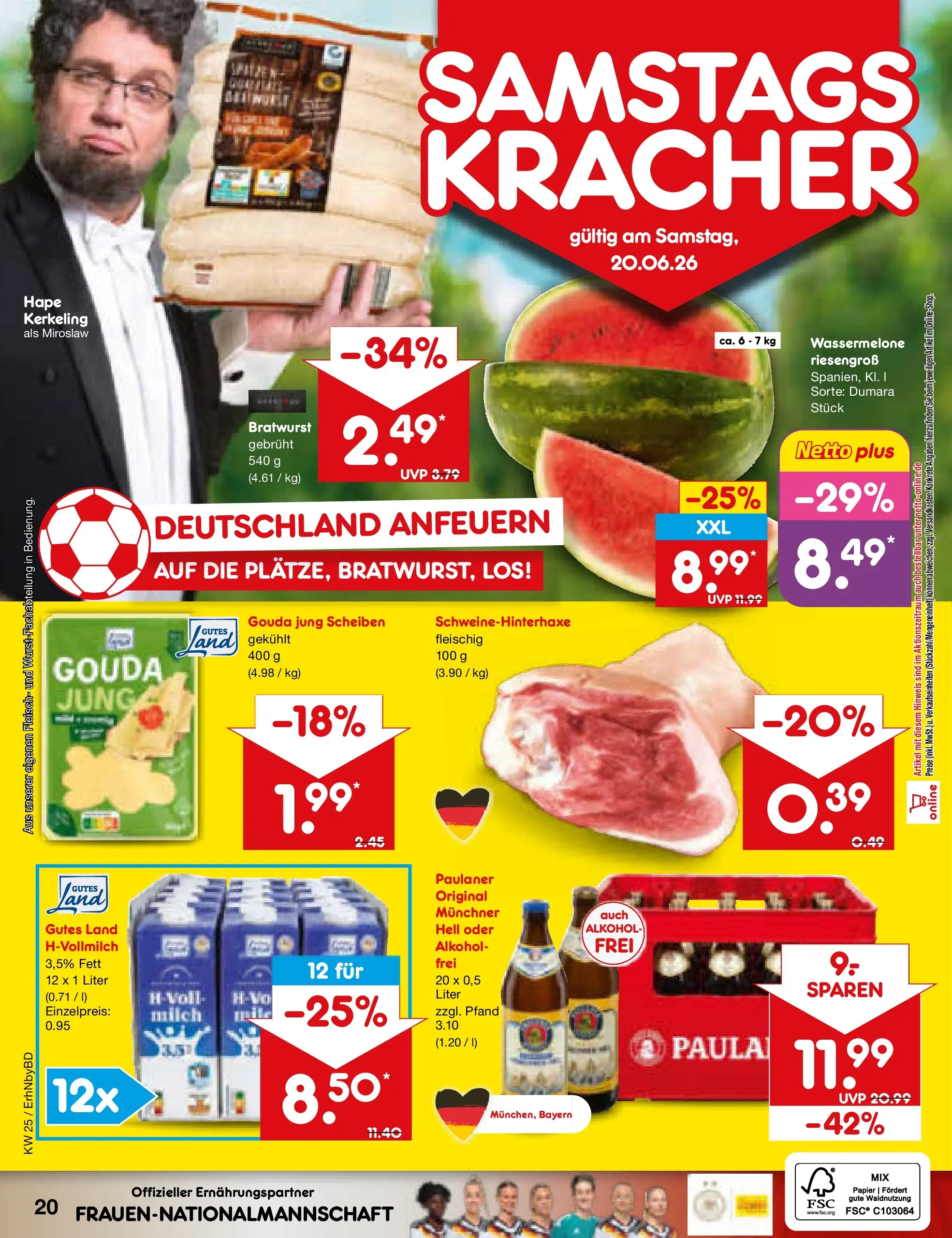 Netto Marken-Discount Prospekt Ergolding (ab 15.06.2026) » Angebote | Seite: 26 | Produkte: Milch, Gouda, Bratwurst, Paulaner