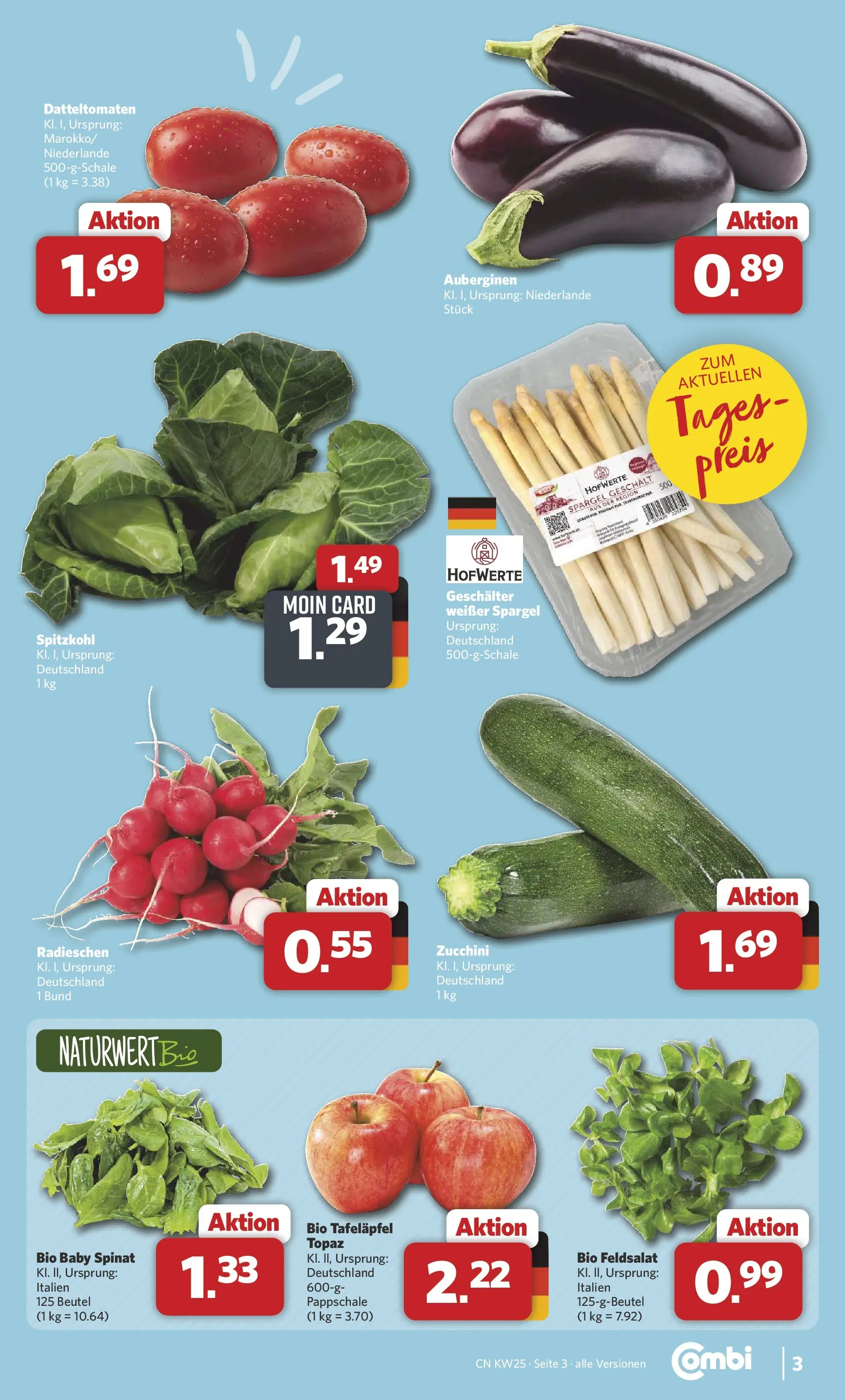 Combi Unsere Combi Wochenangebote (ab 15.06.2026) zum Blättern | Seite: 3 | Produkte: Spargel, Zucchini