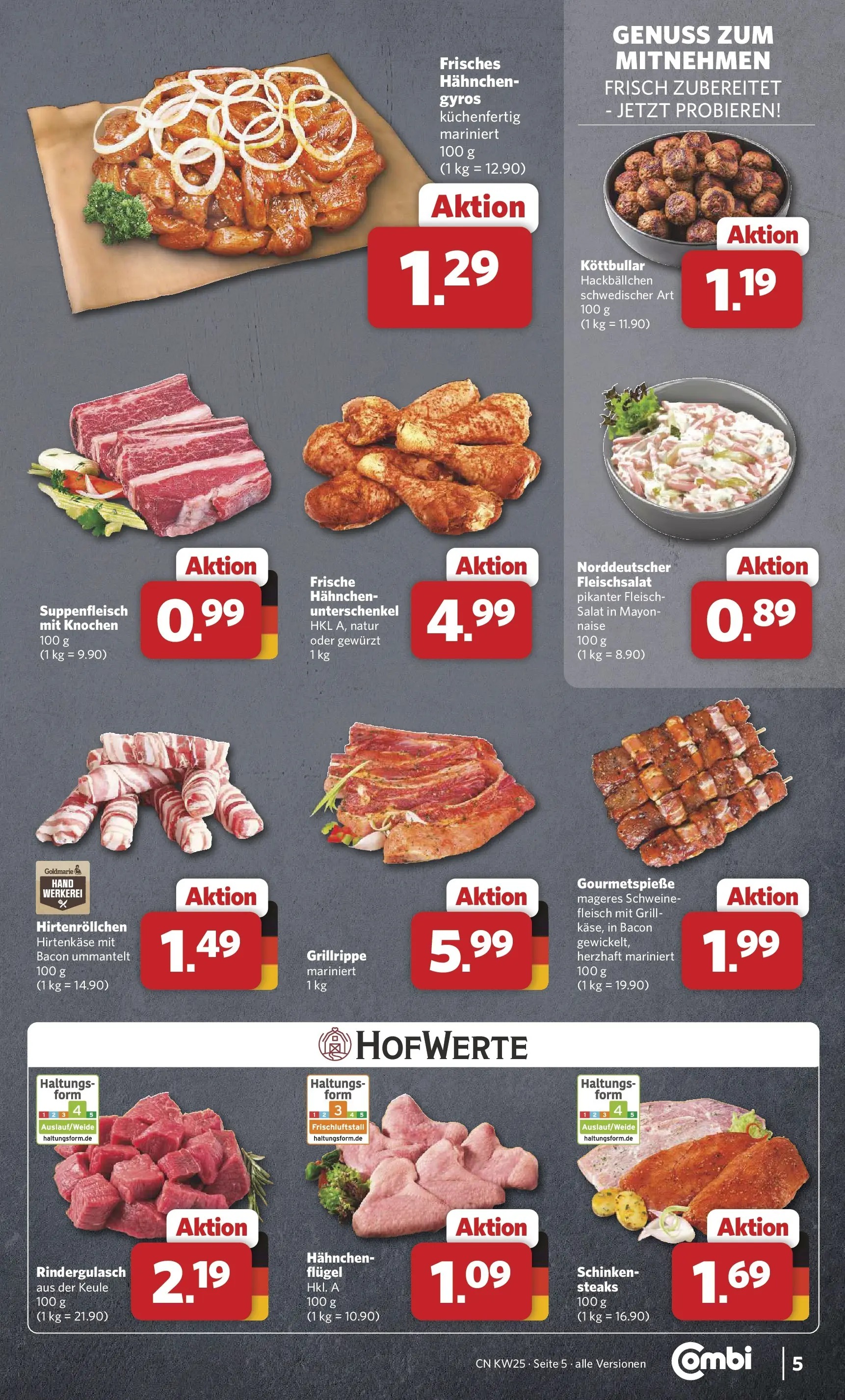 Combi Unsere Combi Wochenangebote (ab 15.06.2026) zum Blättern | Seite: 5 | Produkte: Rindergulasch, Hahnchen, Suppenfleisch, Fleisch