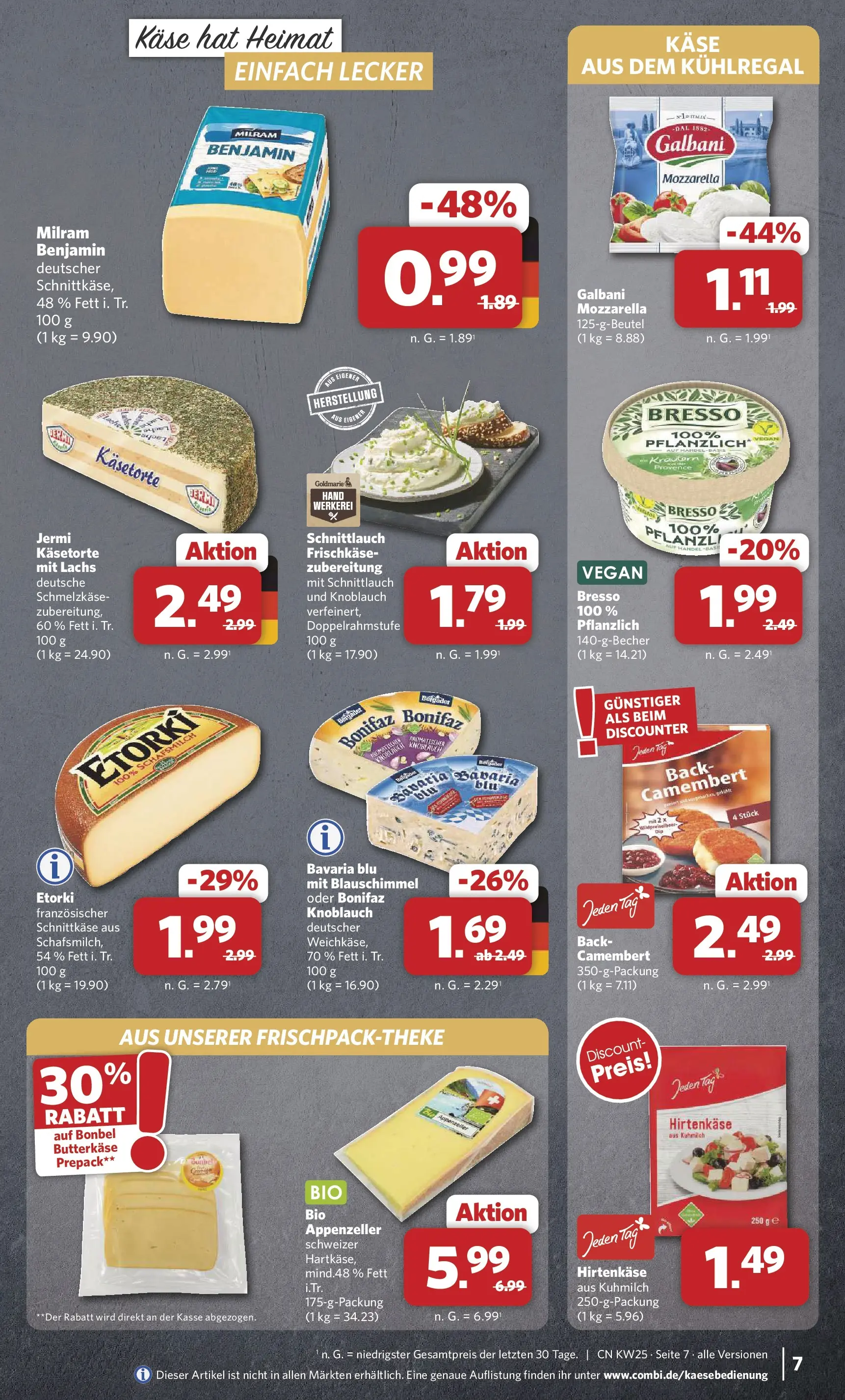 Combi Unsere Combi Wochenangebote (ab 15.06.2026) zum Blättern | Seite: 7 | Produkte: Mozzarella, Milram, Knoblauch, Frischkase