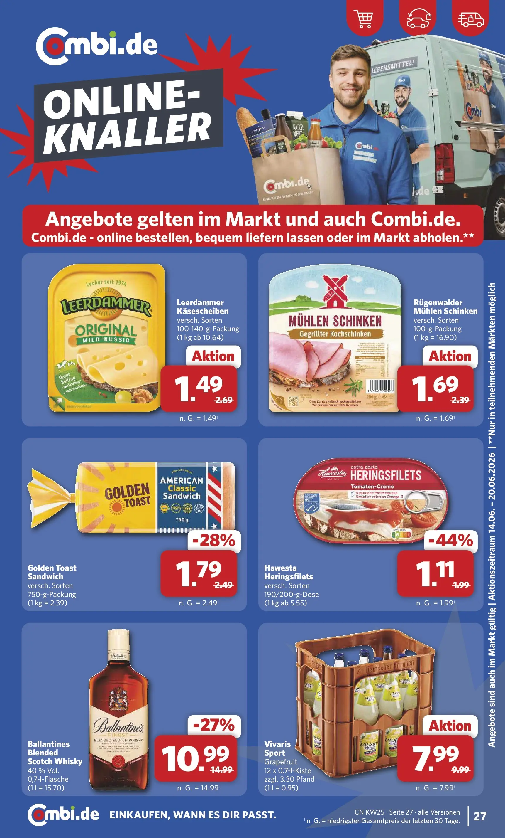 Combi Unsere Combi Wochenangebote (ab 15.06.2026) zum Blättern | Seite: 31 | Produkte: Whisky, Toast, Leerdammer, Schinken