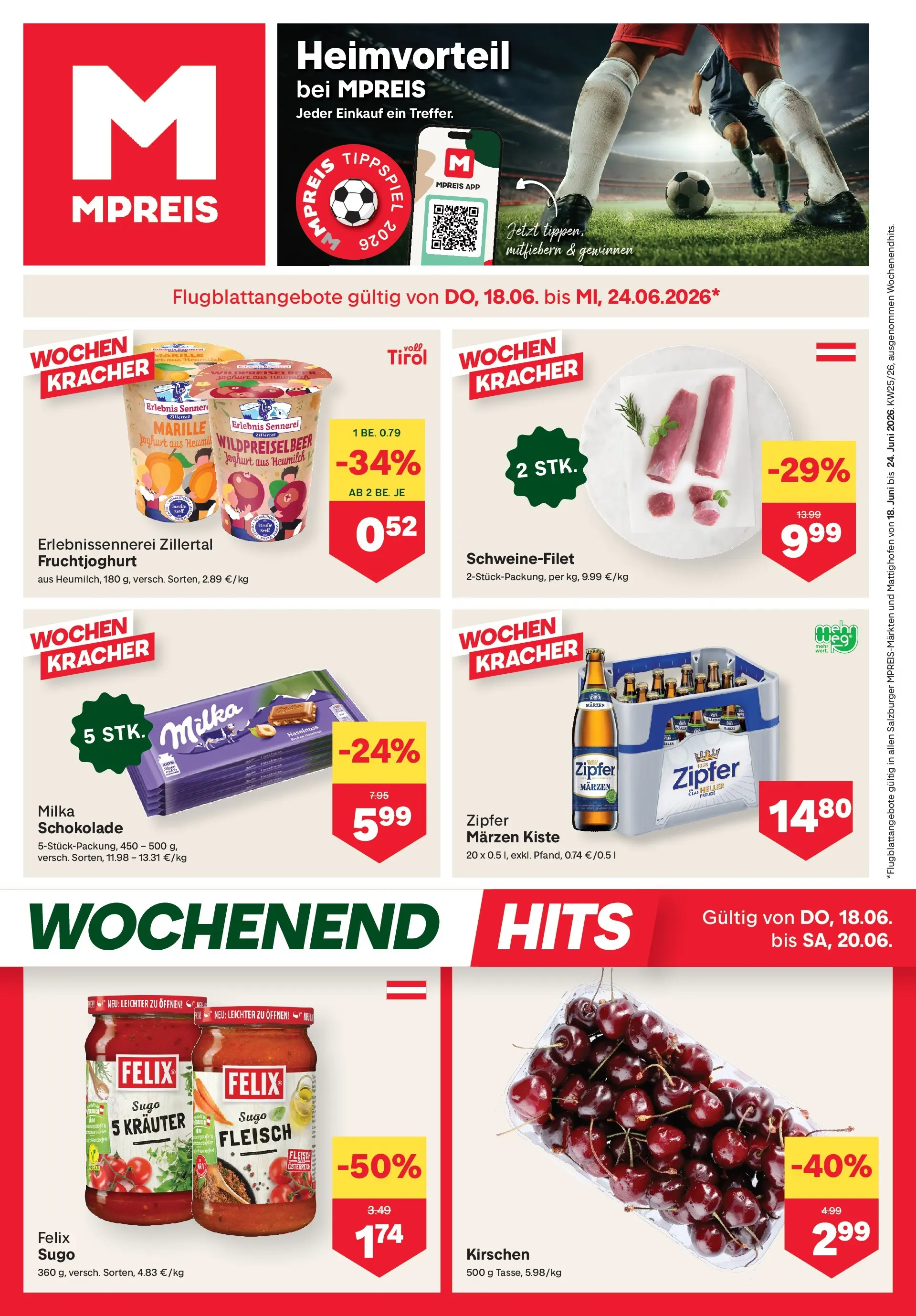 MPREIS Saalbach von 17.06.2026 - Aktuelle Angebote | Seite: 1 | Produkte: Joghurt, Schokolade