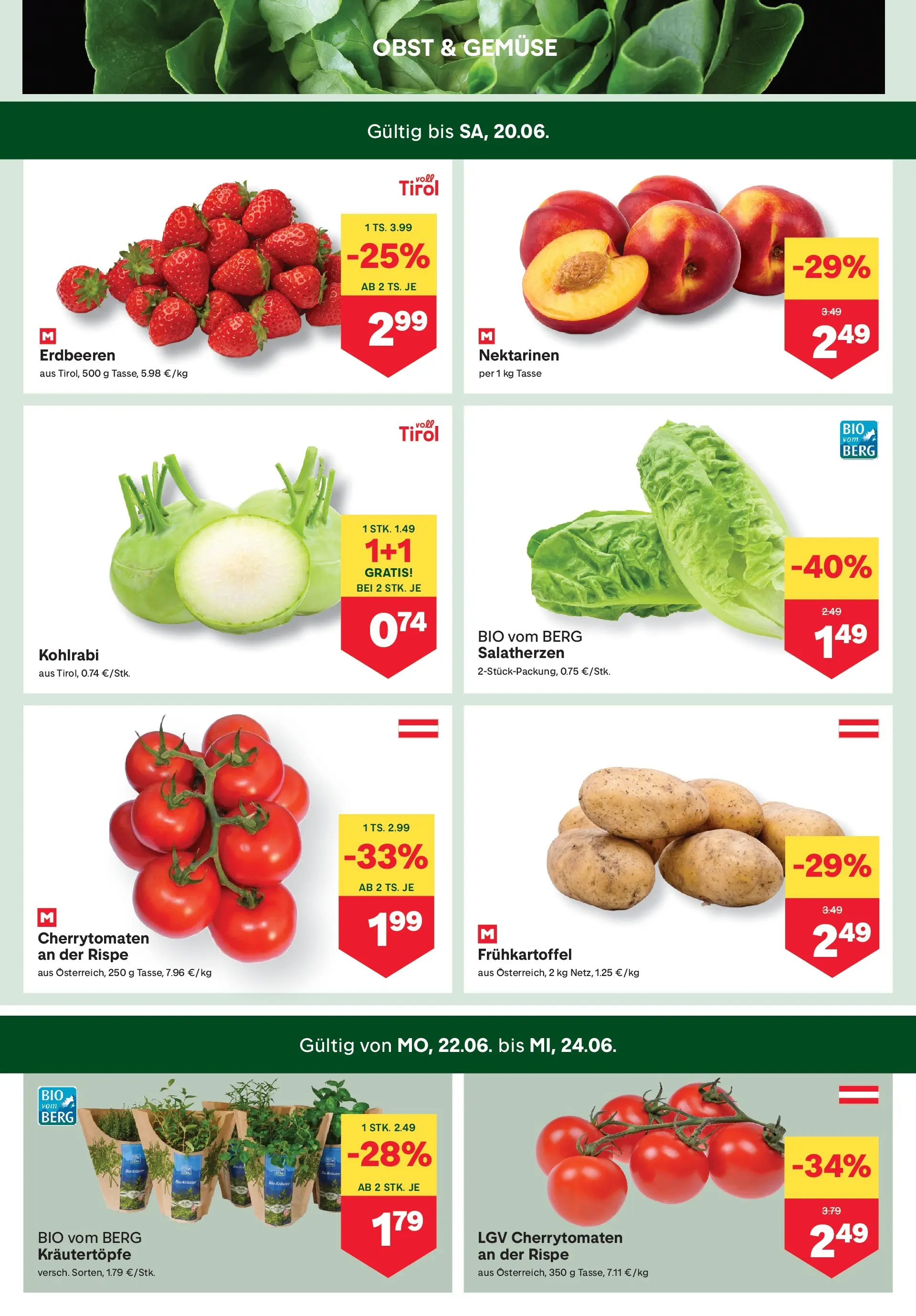 MPREIS St.Gallenkirch von 17.06.2026 - Aktuelle Angebote | Seite: 2 | Produkte: Erdbeeren, Gemüse, Obst