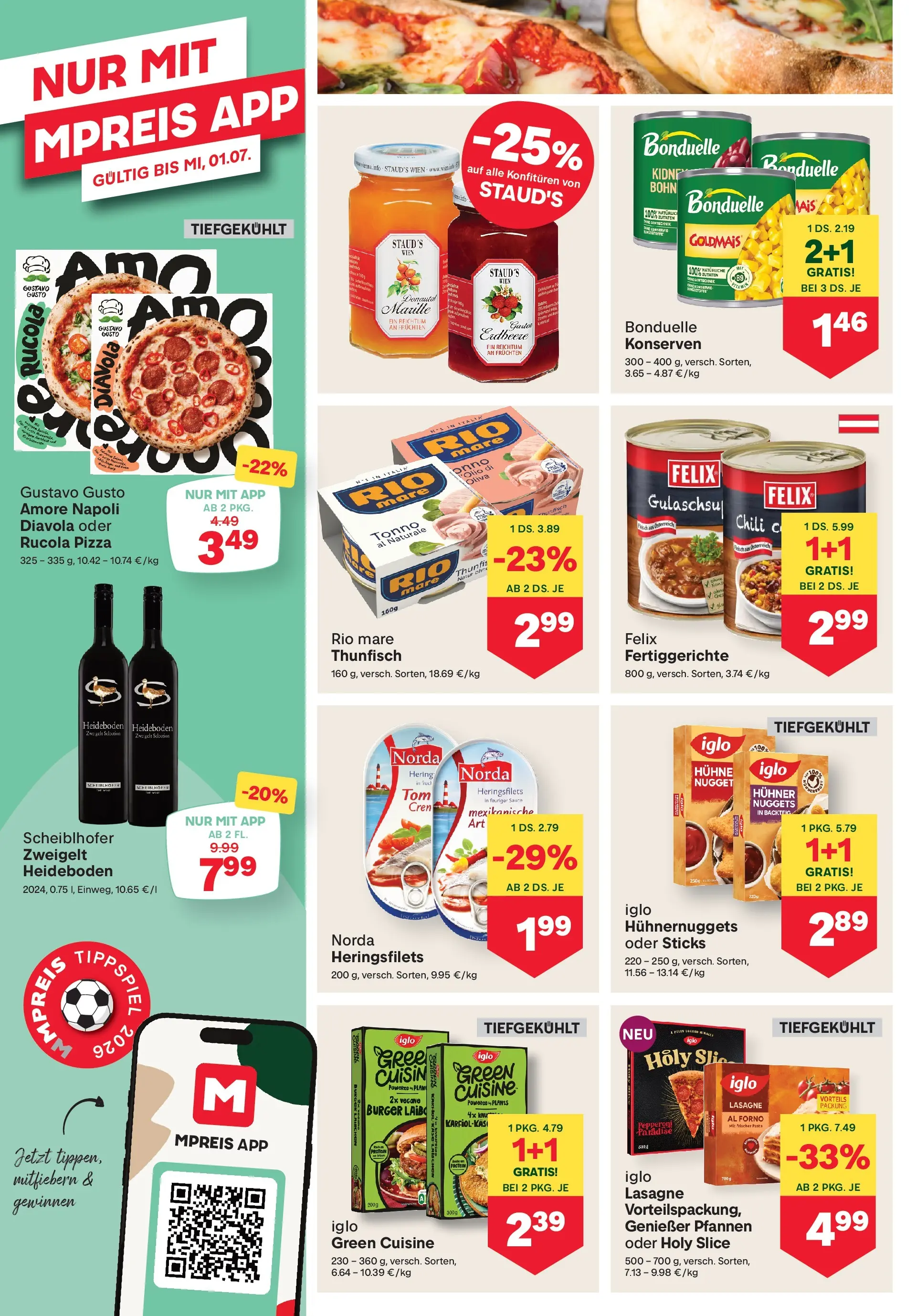 MPREIS St.Gallenkirch von 17.06.2026 - Aktuelle Angebote | Seite: 8 | Produkte: Fertiggerichte, Chili, Pizza