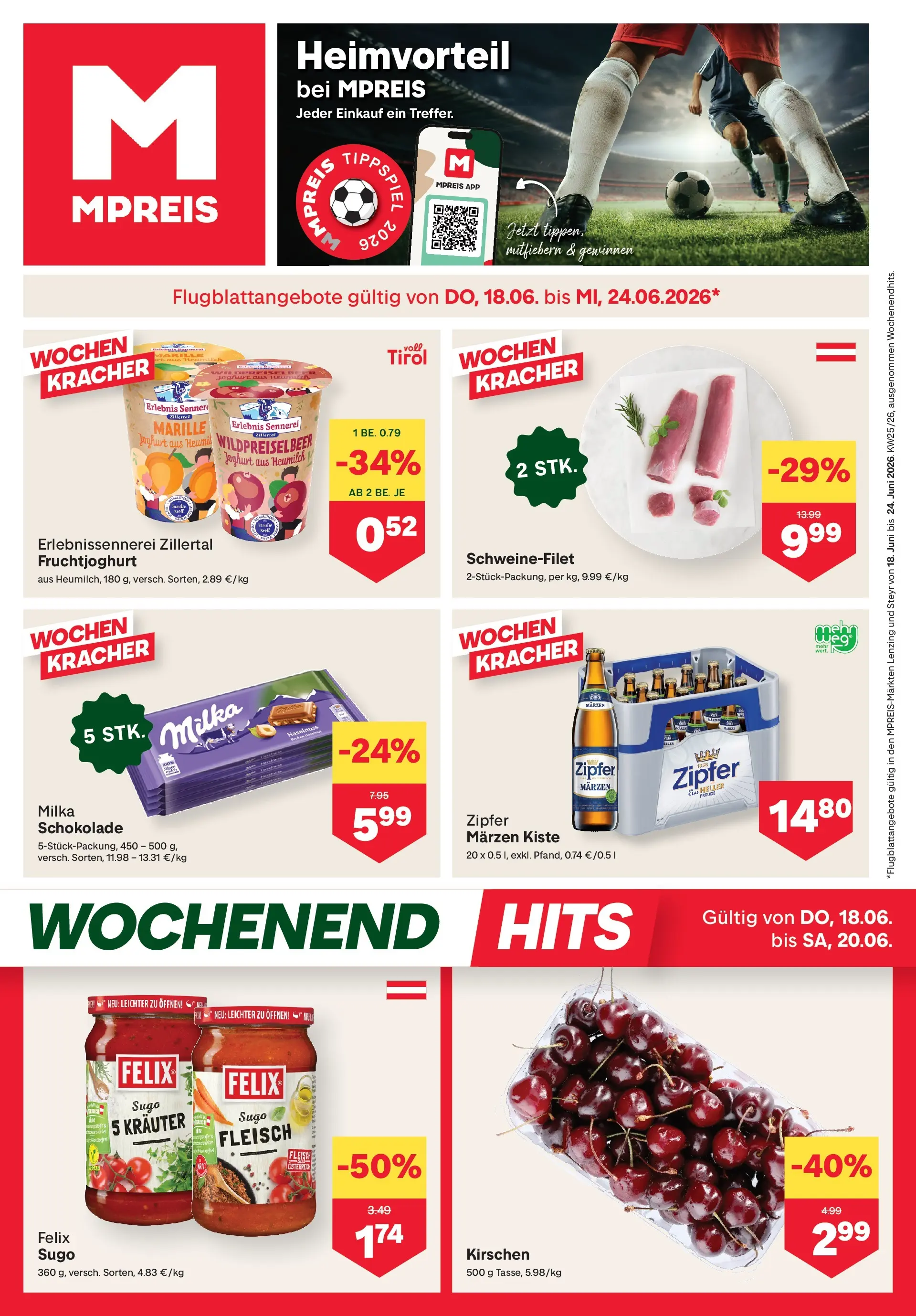 MPREIS Steyr von 17.06.2026 - Aktuelle Angebote | Seite: 1 | Produkte: Joghurt, Schokolade