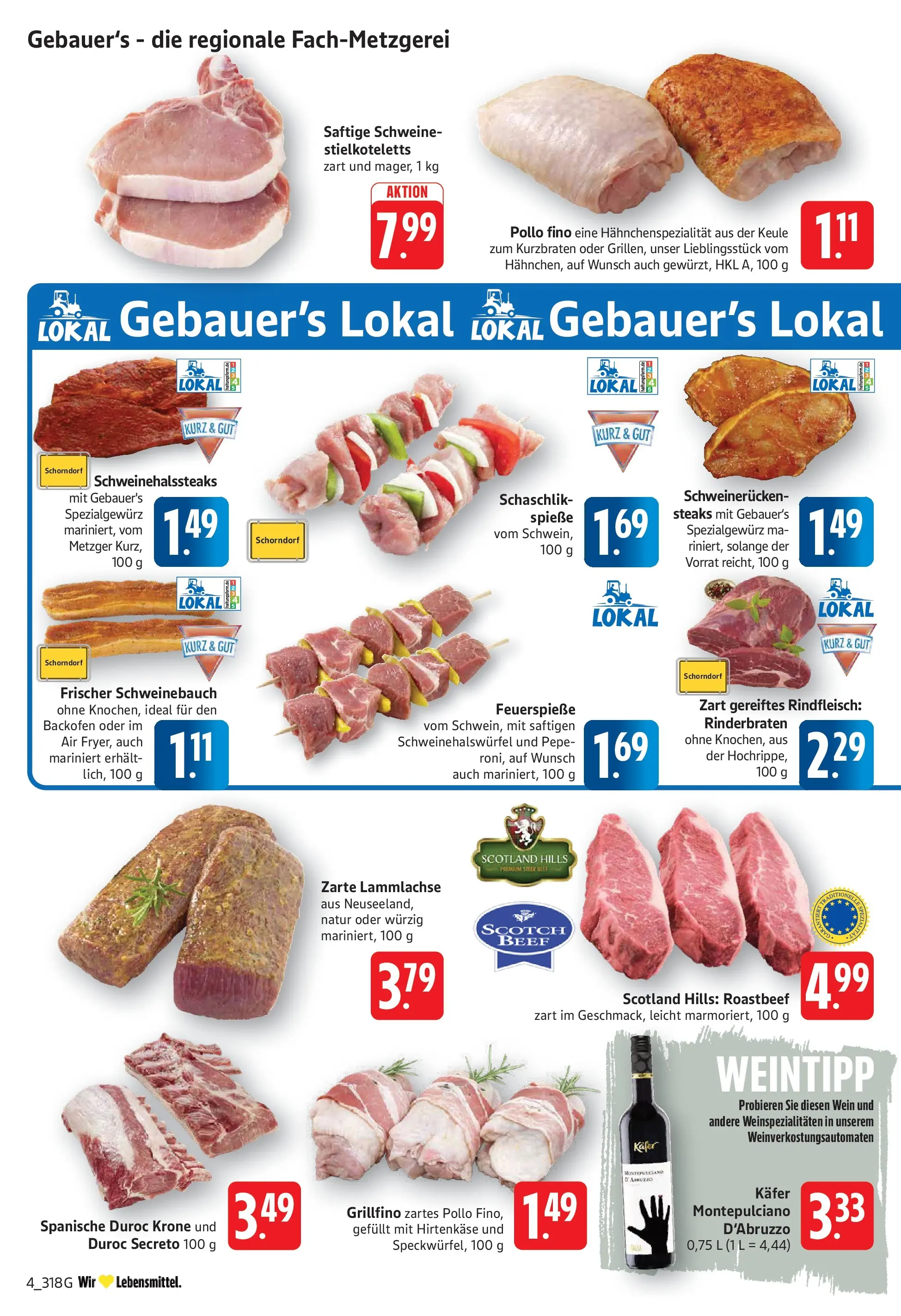 Edeka prospekt Geislingen (ab 08.06.2026) » Angebote Online | Seite: 4 | Produkte: Rinderbraten, Schweinebauch, Spieße, Schweinerucken