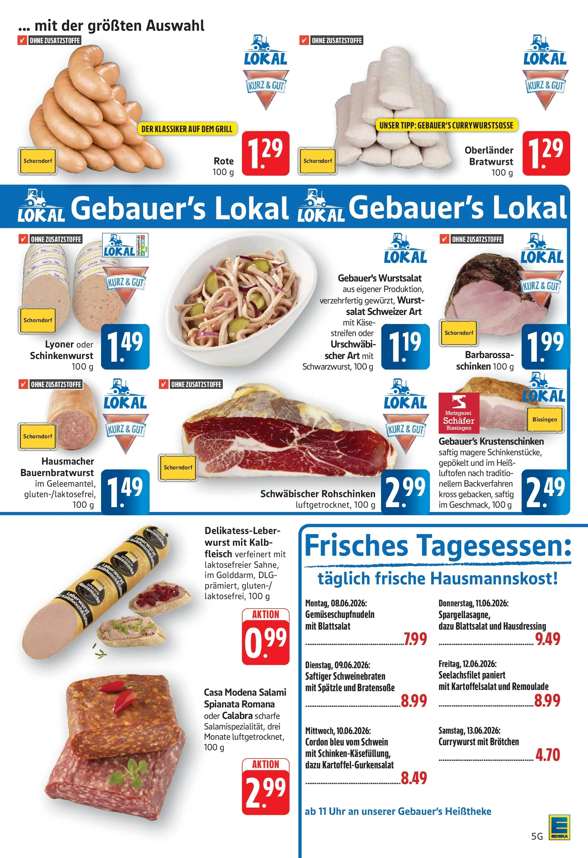 Edeka prospekt Geislingen (ab 08.06.2026) » Angebote Online | Seite: 5 | Produkte: Grill, Käse, Bratwurst, Salami