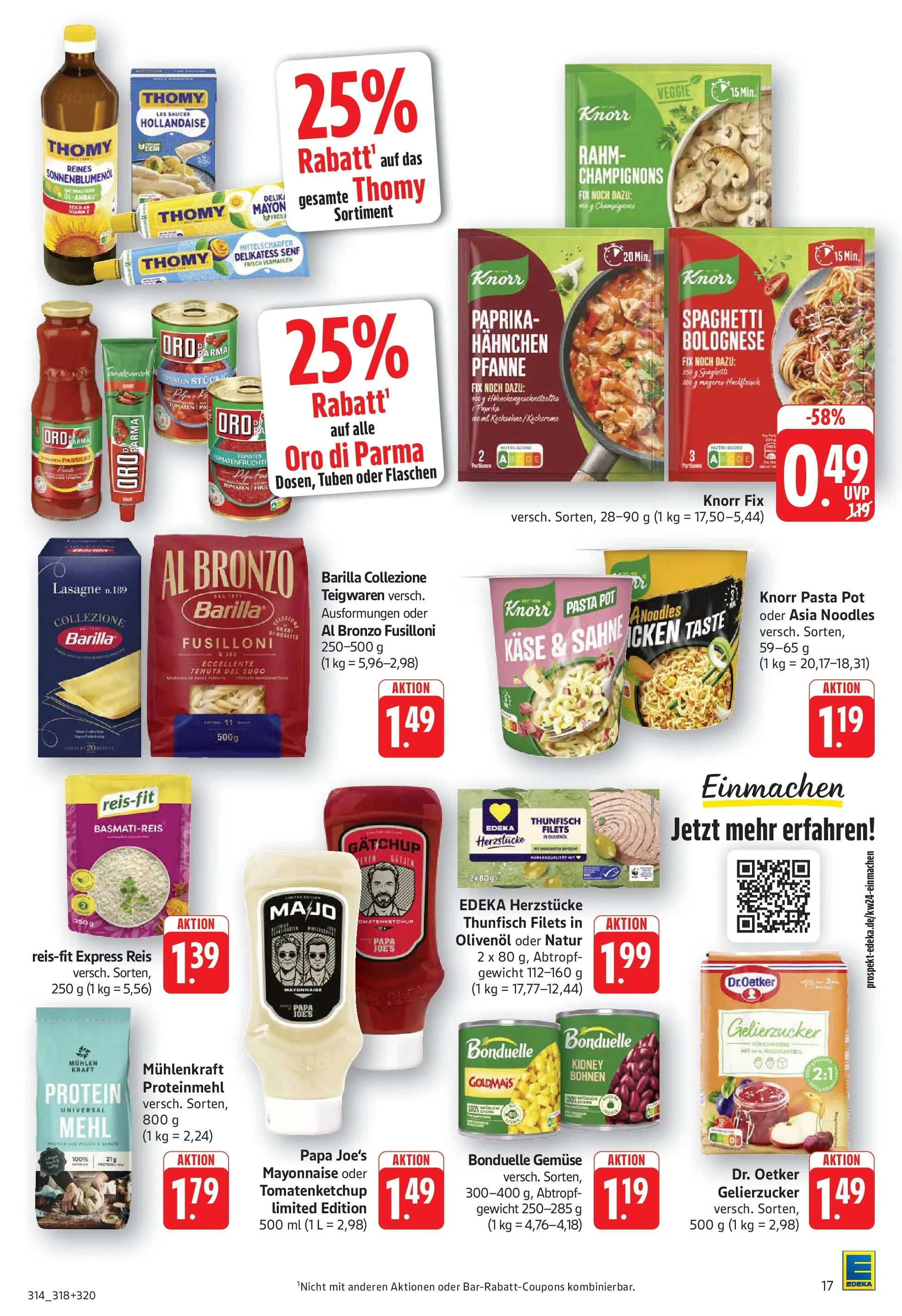 Edeka Prospekt  Bad Bergzabern (ab 08.06.2026) » Angebote Online | Seite: 17 | Produkte: Sonnenblumenol, Oro di parma, Champignons, Pasta