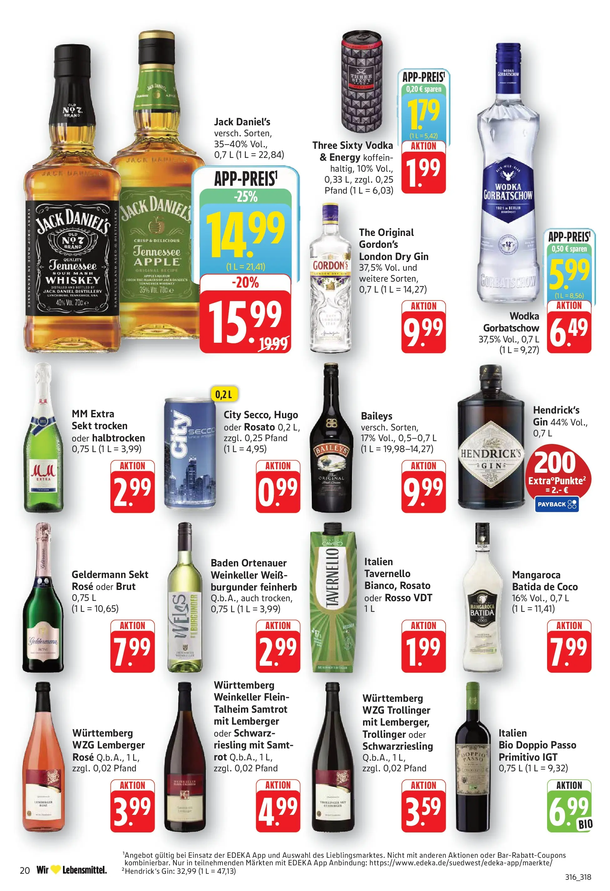 Edeka prospekt Geislingen (ab 08.06.2026) » Angebote Online | Seite: 20 | Produkte: Apple, Baileys, Vodka, Hugo