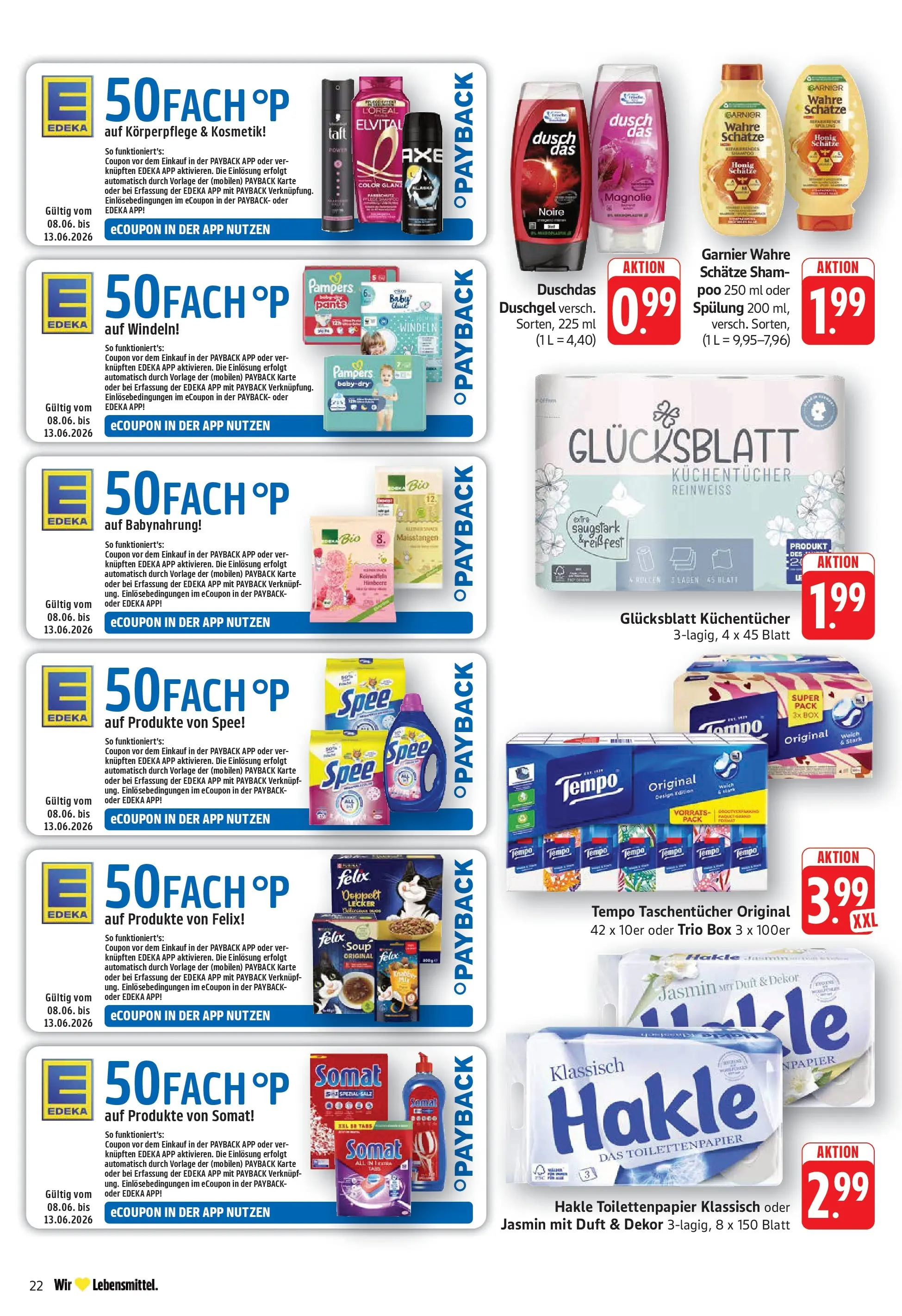 Edeka Prospekt  Bad Bergzabern (ab 08.06.2026) » Angebote Online | Seite: 22 | Produkte: Pampers, Duschgel, Babynahrung, Tempo