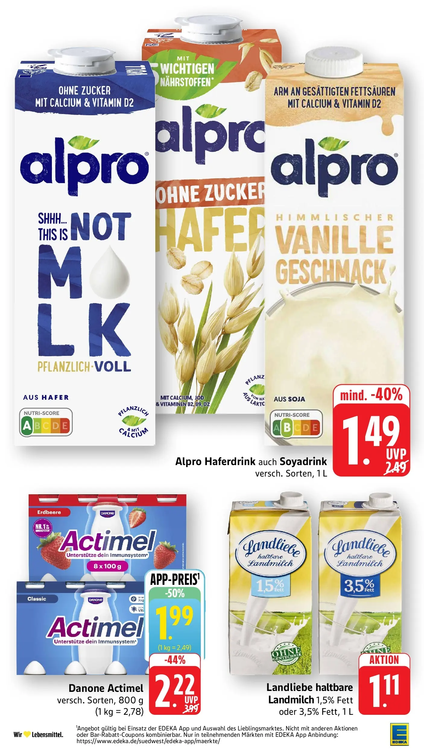 E center Prospekt Heilbronn-Sontheim (ab 07.06.2026) zum Blättern | Seite: 16 | Produkte: Actimel, Haferdrink, Alpro, Zucker