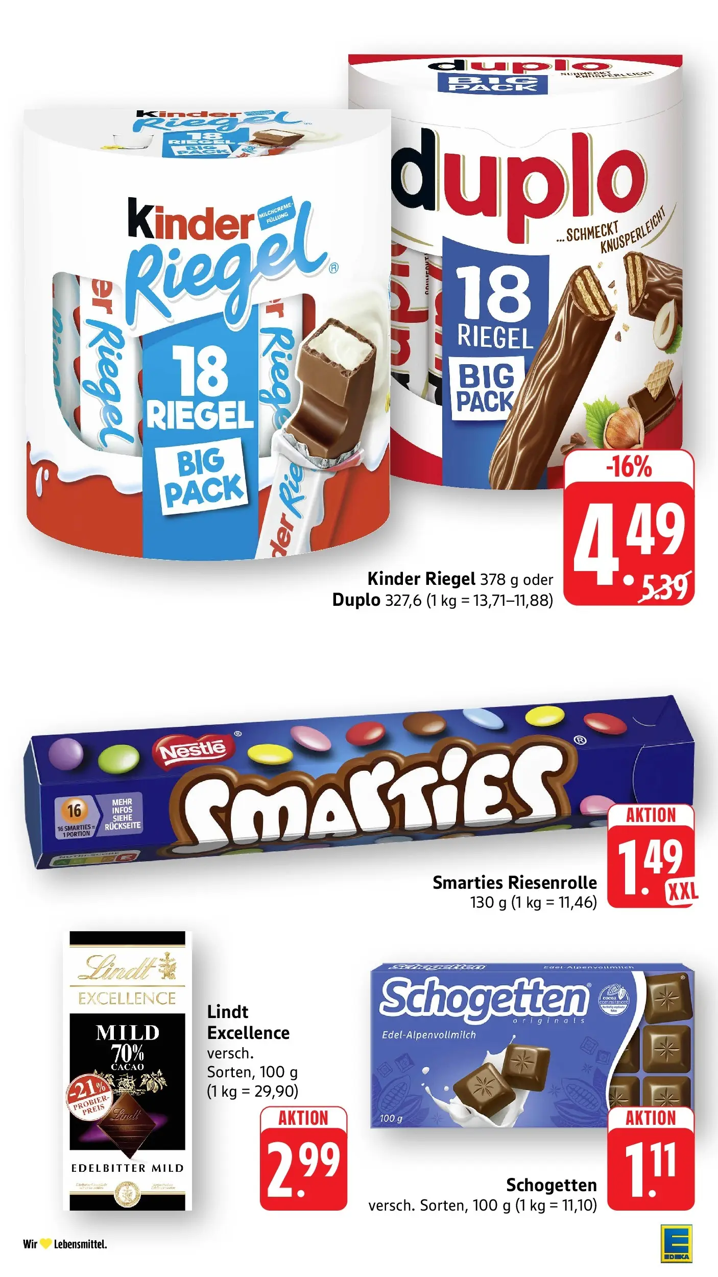 E center Prospekt Heilbronn-Sontheim (ab 07.06.2026) zum Blättern | Seite: 28 | Produkte: Smarties, Kinder riegel, Schogetten, Lindt