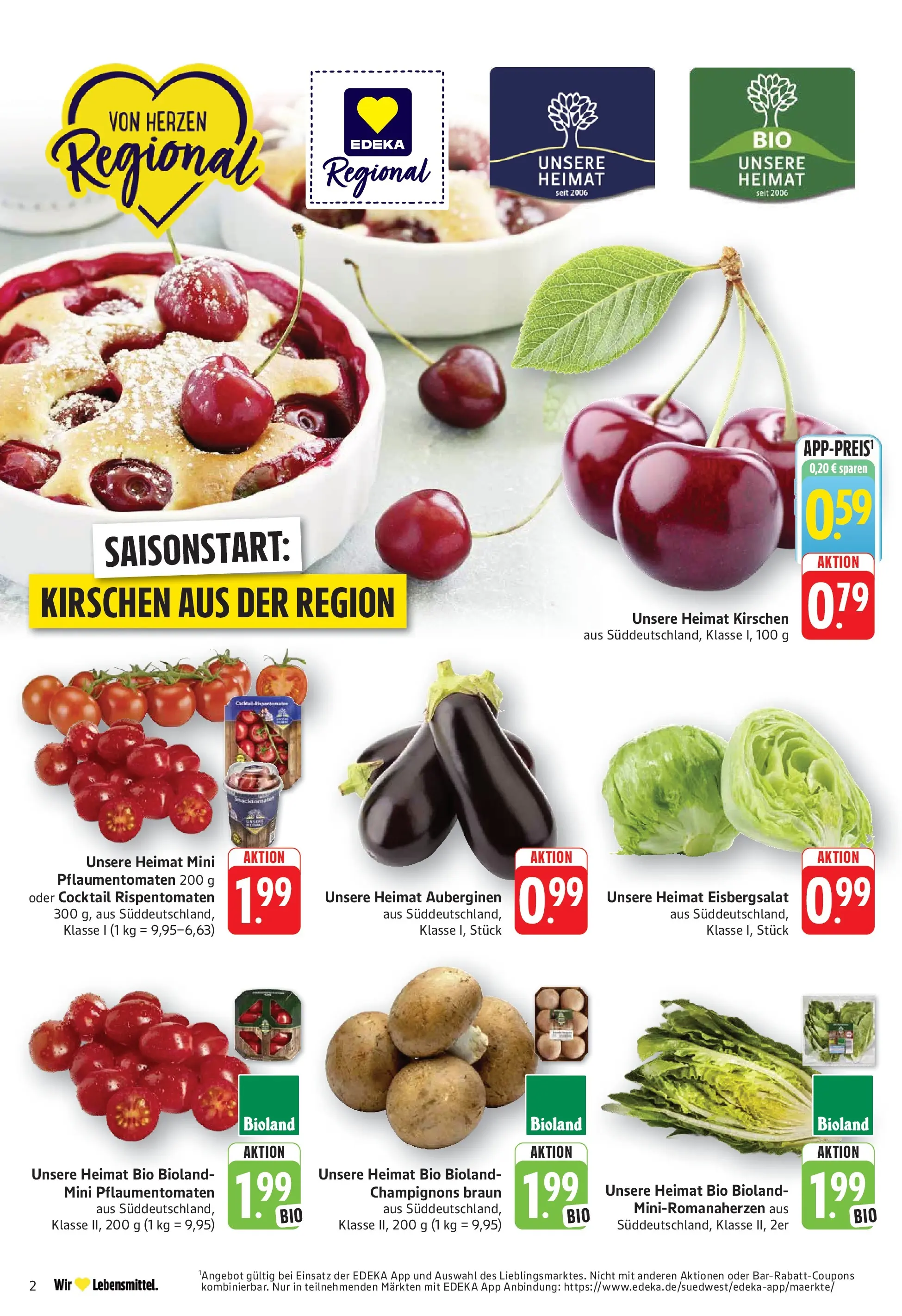 Edeka prospekt Göppingen (ab 08.06.2026) » Angebote Online | Seite: 2 | Produkte: Eisbergsalat, Kirschen, Champignons