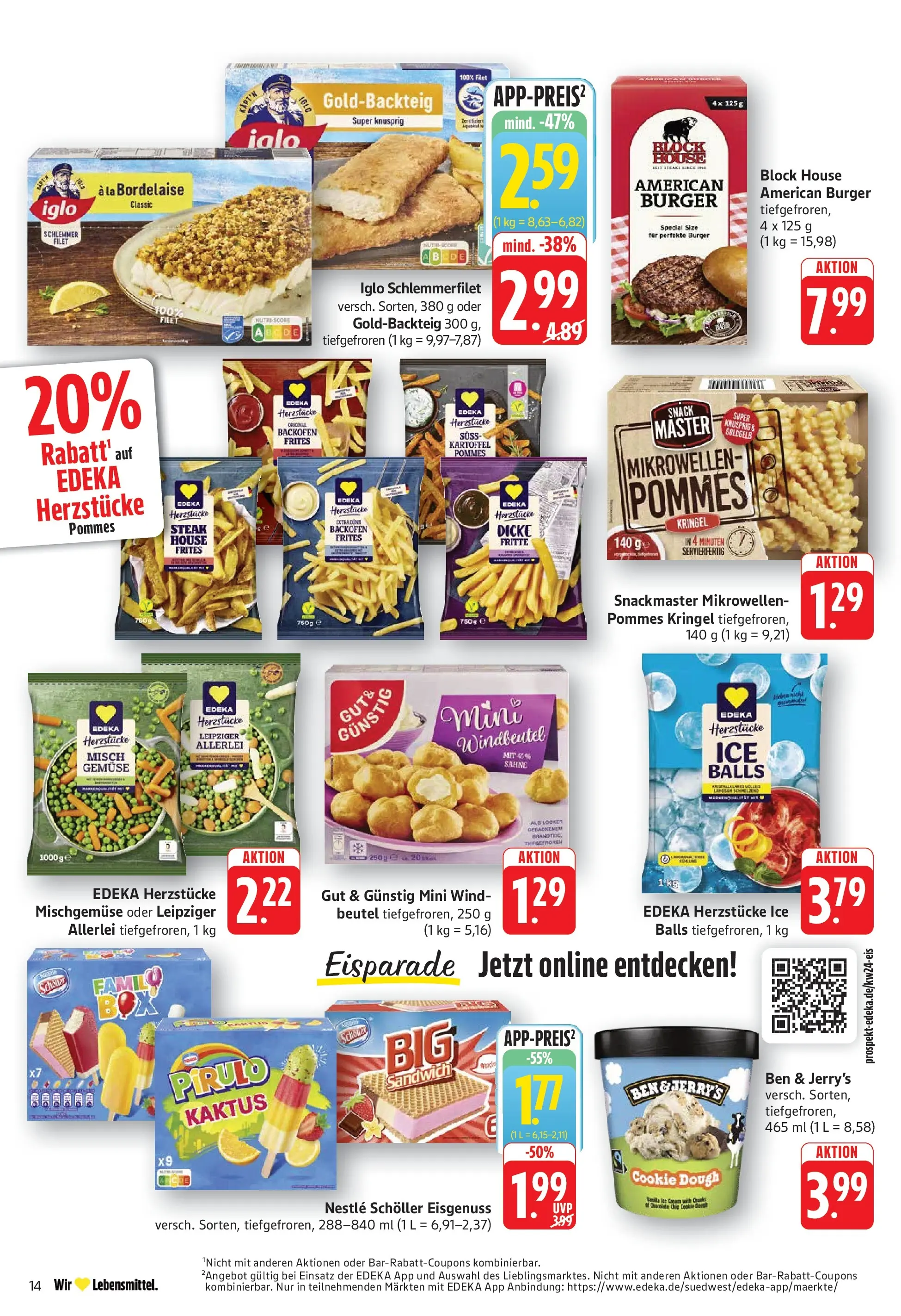 Edeka prospekt Göppingen (ab 08.06.2026) » Angebote Online | Seite: 14 | Produkte: Burger, Ben & Jerry's, Backofen, Sahne