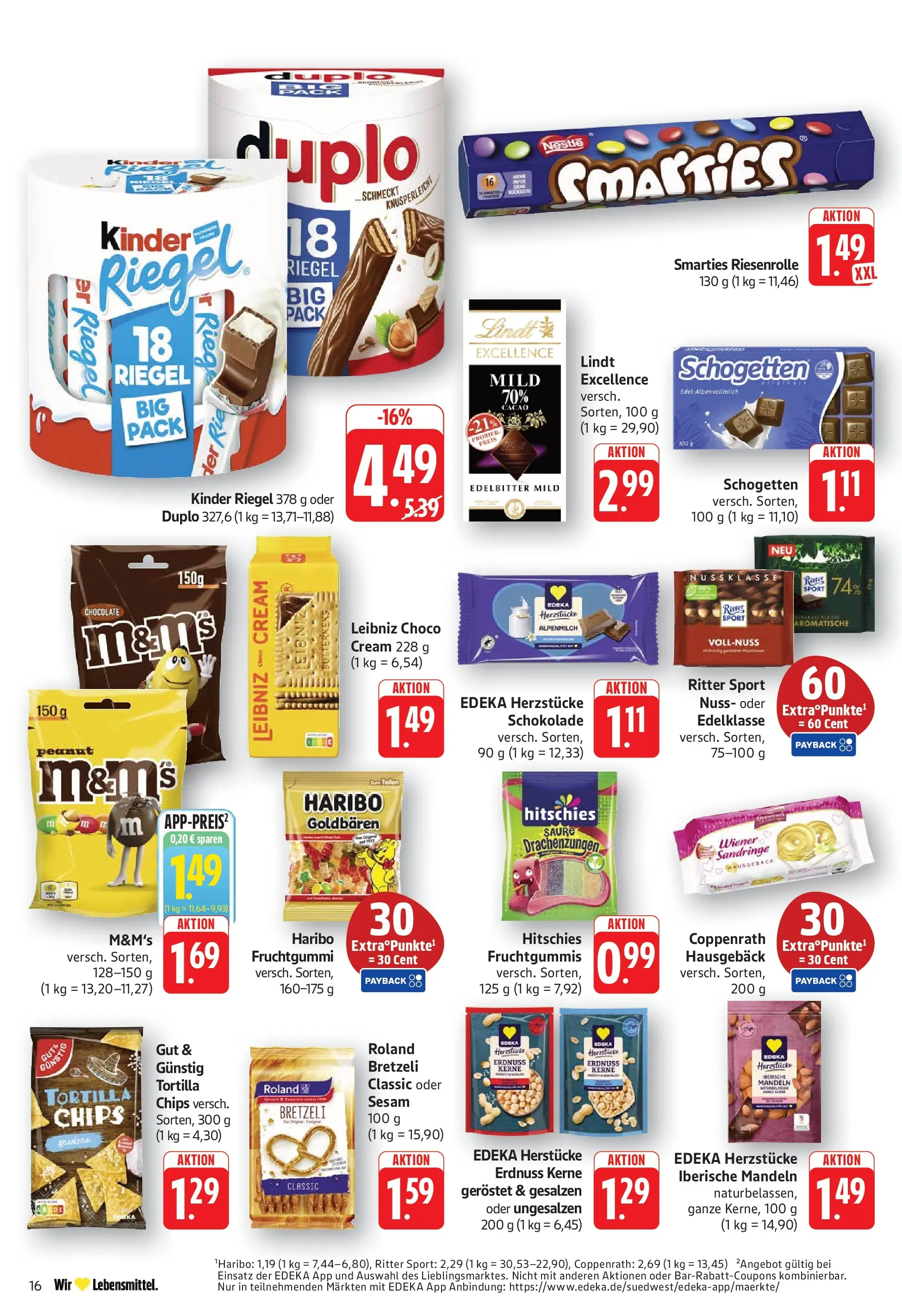 Edeka prospekt Göppingen (ab 08.06.2026) » Angebote Online | Seite: 16 | Produkte: Ritter sport, Smarties, M&M's, Lindt
