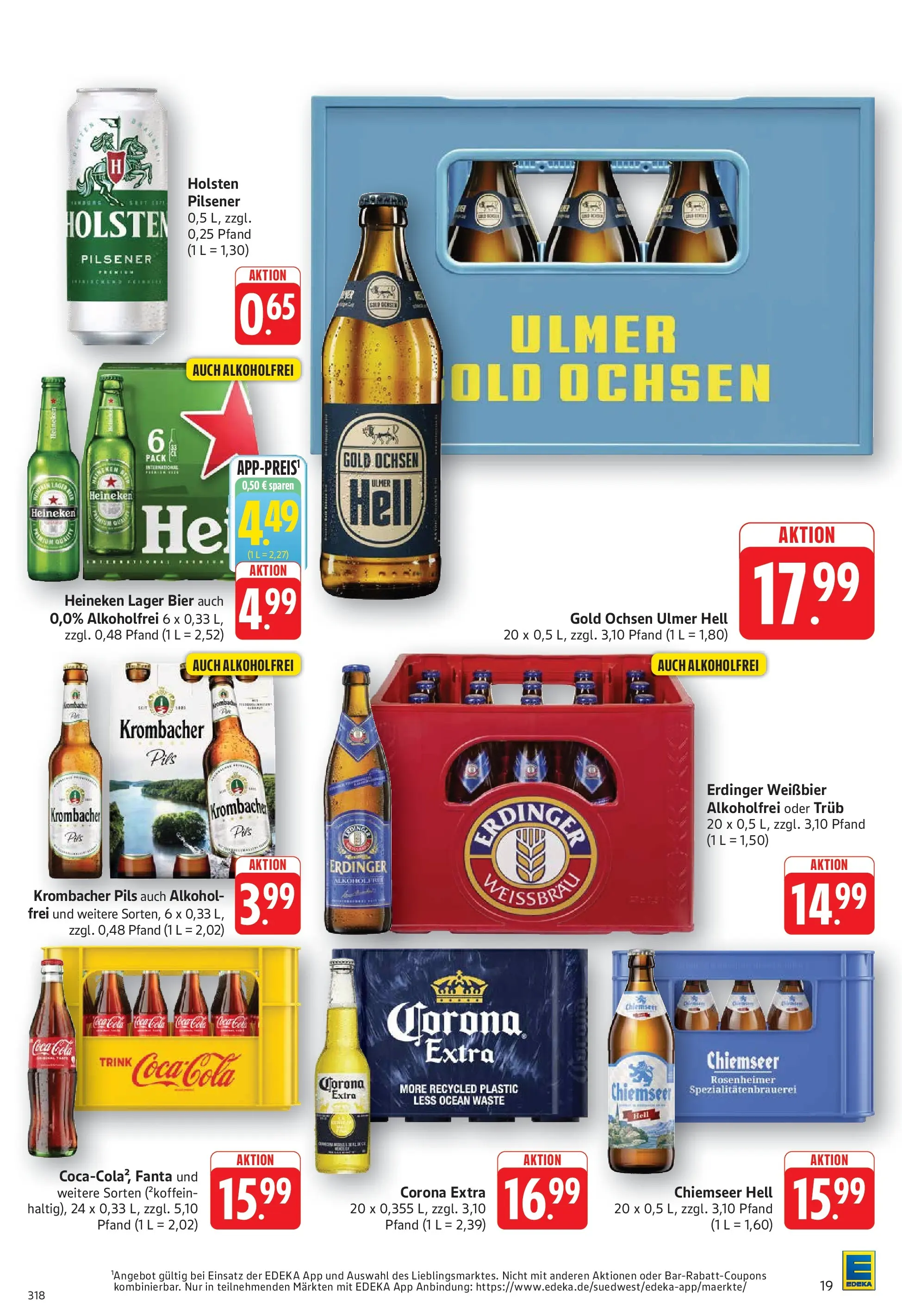 Edeka prospekt Göppingen (ab 08.06.2026) » Angebote Online | Seite: 19 | Produkte: Coca cola, Erdinger, Cola, Krombacher alkoholfrei