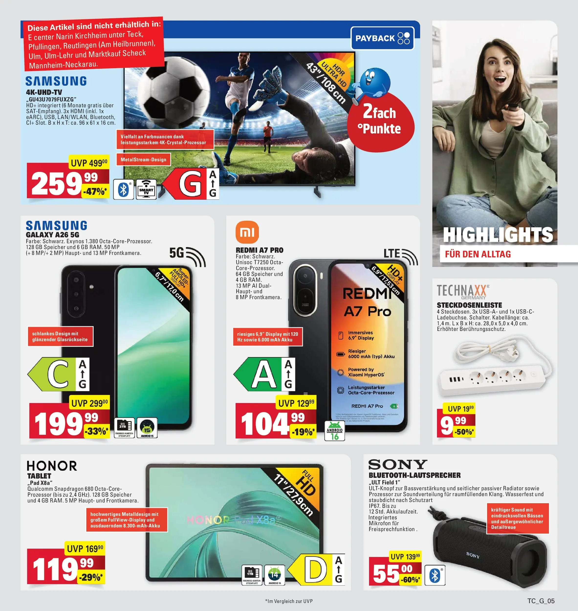 Edeka prospekt Göppingen (ab 08.06.2026) » Angebote Online | Seite: 37 | Produkte: Xiaomi, Sony, Steckdose, Tablet