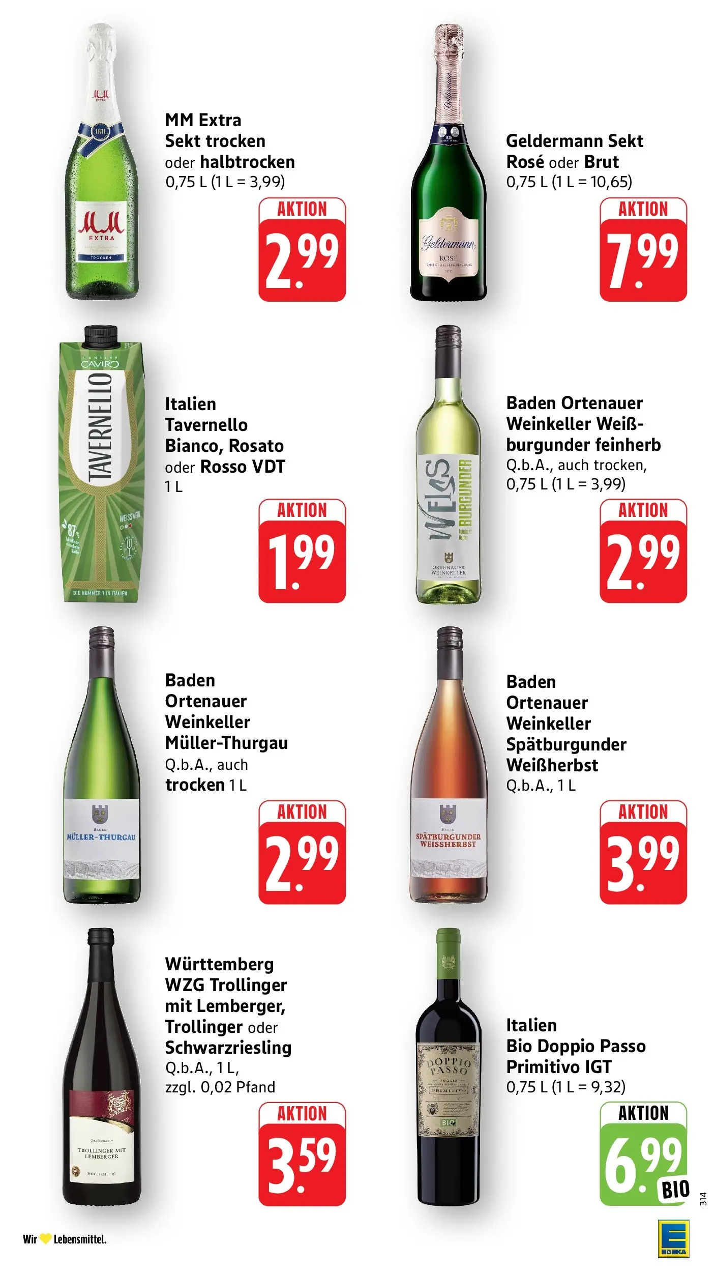 Edeka prospekt Pfalzgrafenweiler (ab 08.06.2026) » Angebote Online | Seite: 39 | Produkte: Weißwein, Sekt, Doppio passo primitivo, Doppio Passo