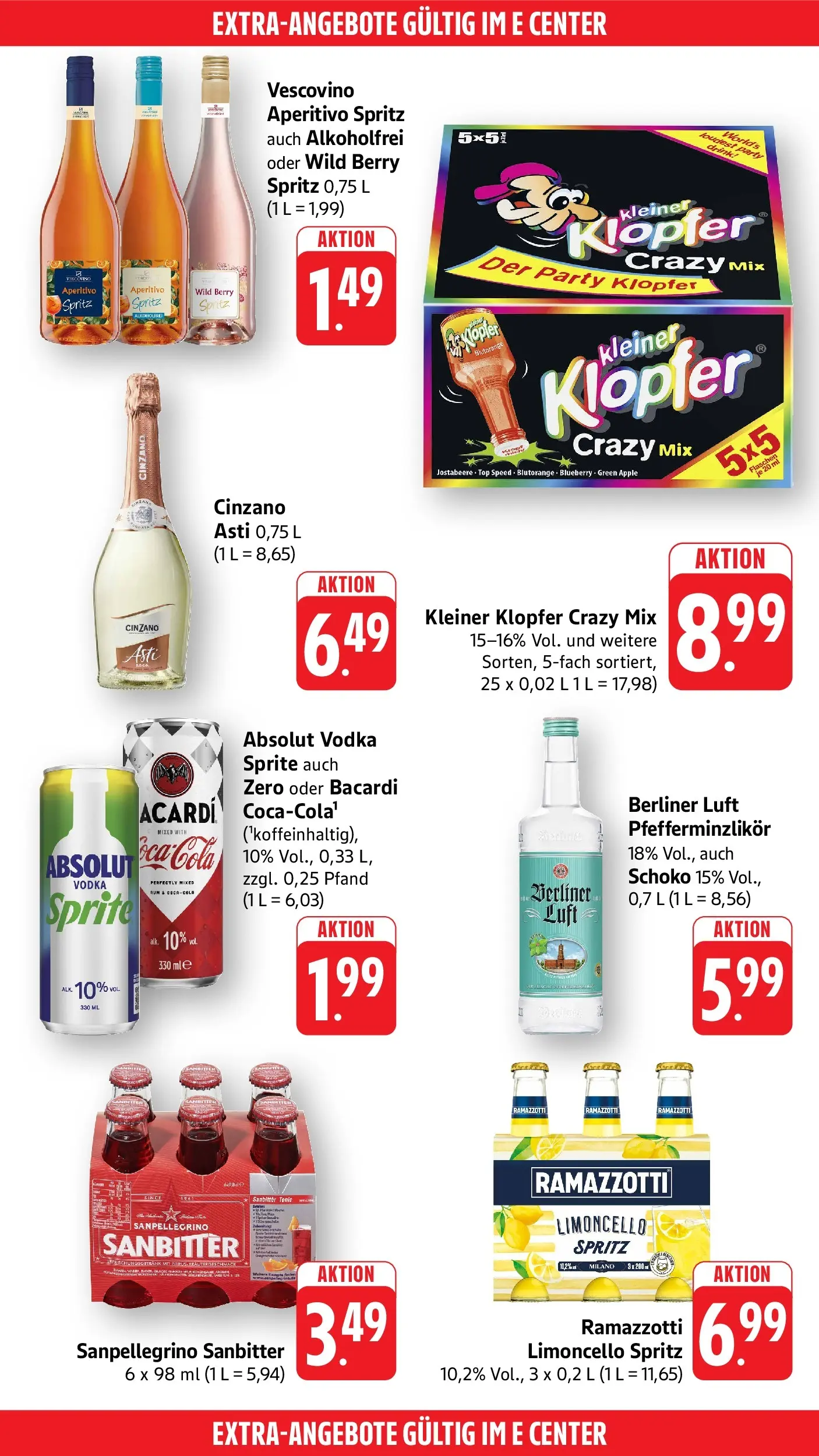 E center Prospekt Heilbronn-Sontheim (ab 07.06.2026) zum Blättern | Seite: 54 | Produkte: Bacardi, Sprite, Rum, Ramazzotti