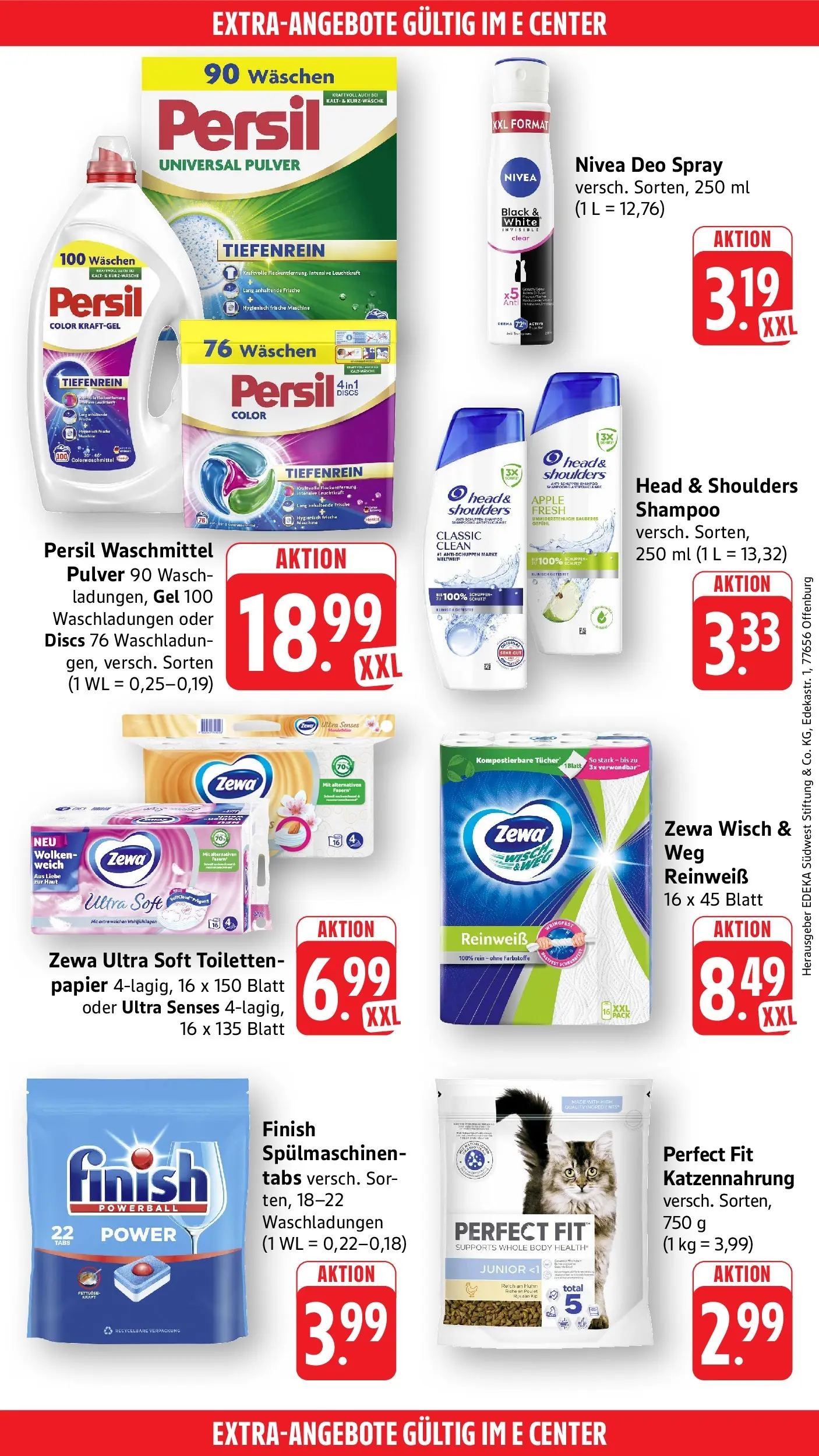 E center Prospekt Heilbronn-Sontheim (ab 07.06.2026) zum Blättern | Seite: 55 | Produkte: Zewa, Finish, Waschmittel, Persil