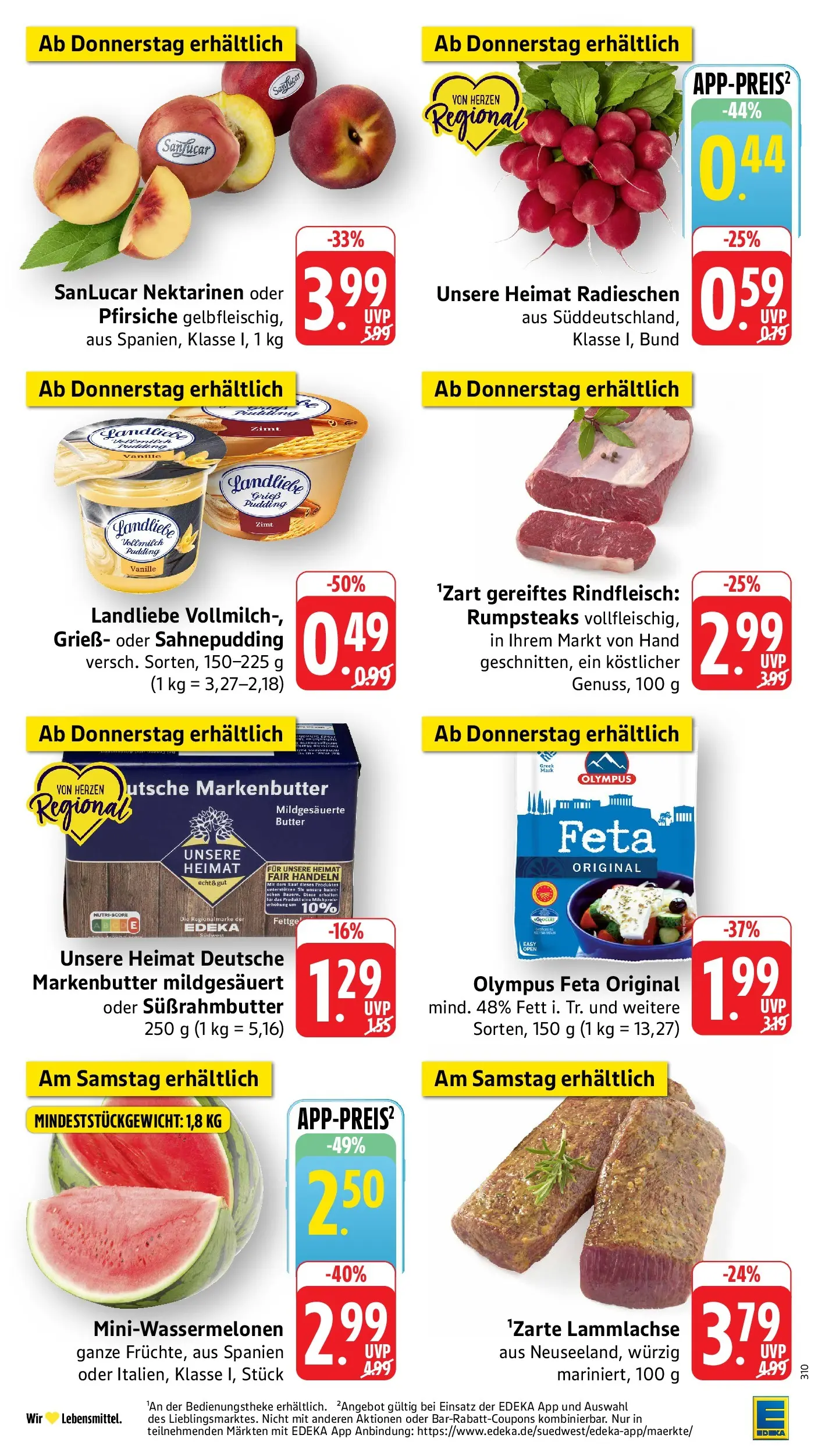 Edeka Prospekt Ditzingen (ab 08.06.2026) » Angebote Online | Seite: 45 | Produkte: Feta, Milch, Nektarinen, Pudding