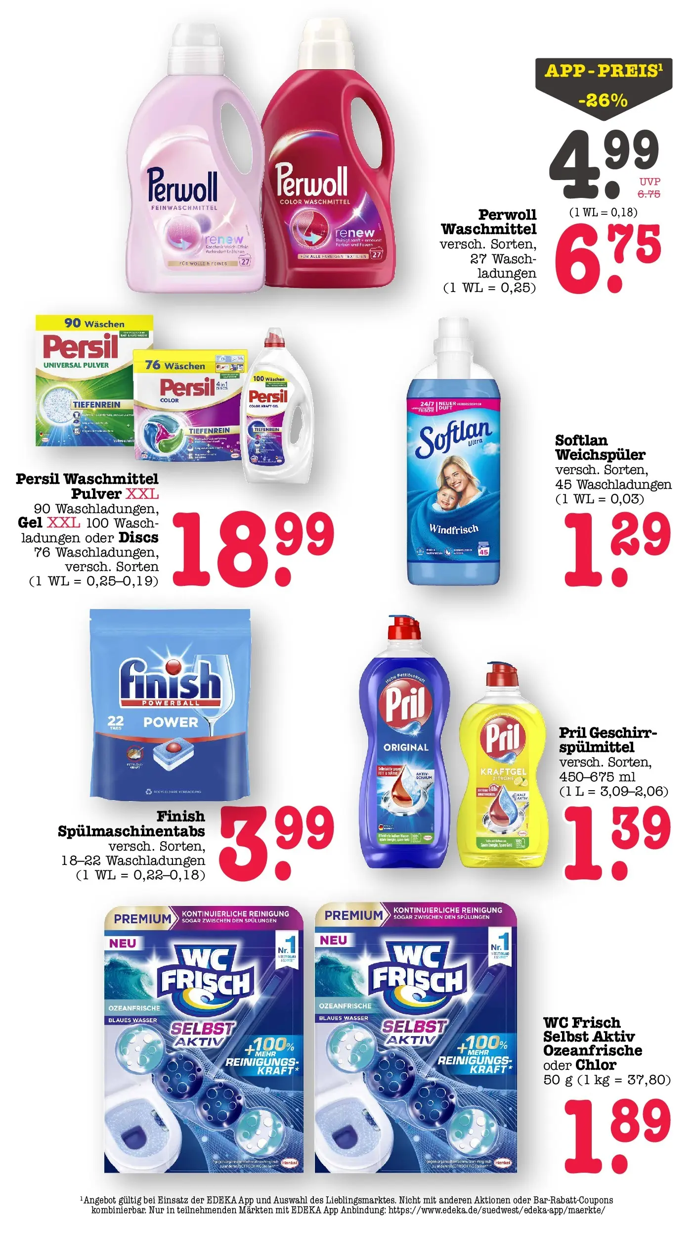Edeka prospekt Offenbach (ab 08.06.2026) » Angebote Online | Seite: 64 | Produkte: Finish, Weichspüler, Waschmittel, Wc frisch