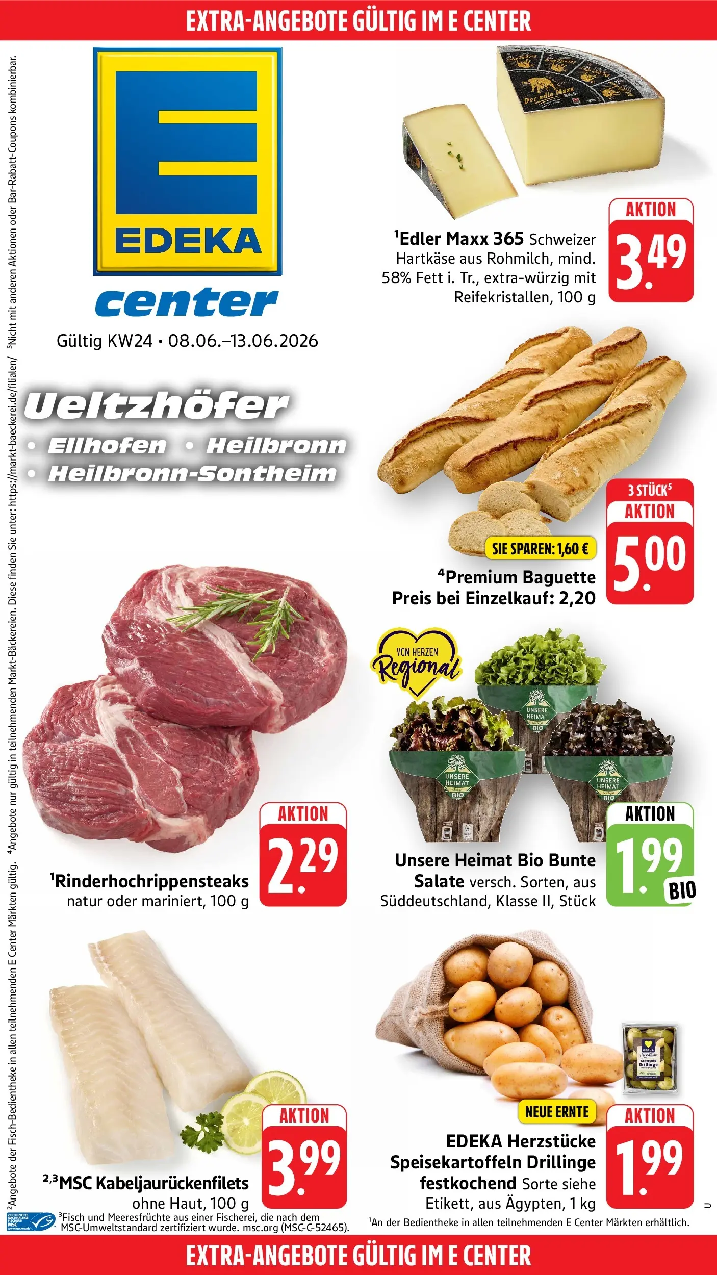 E center Prospekt Heilbronn-Sontheim (ab 07.06.2026) zum Blättern | Seite: 48 | Produkte: Baguette, Meeresfrüchte