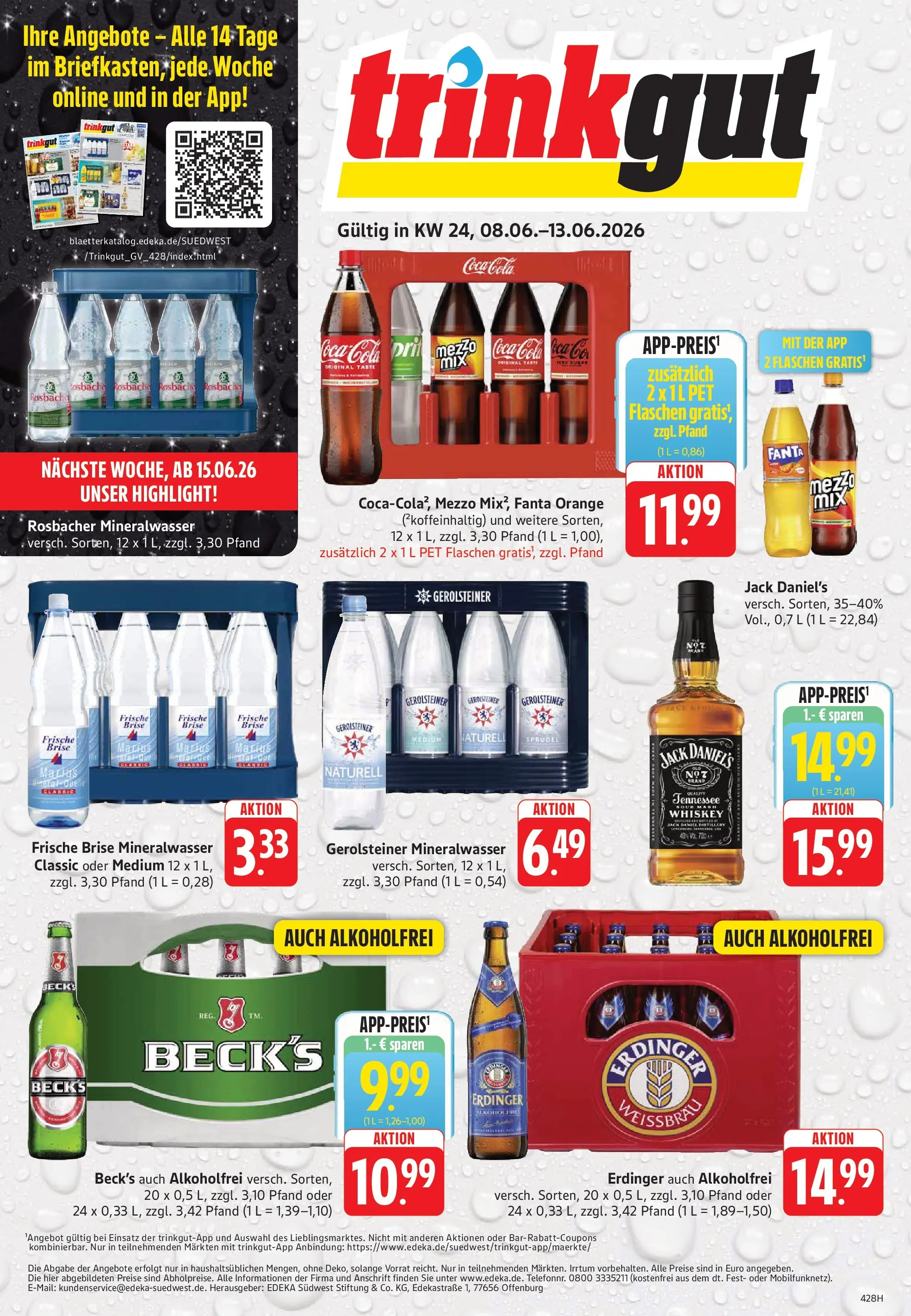 Trinkgut Prospekt Oberursel (ab 08.06.2026) » Angebote online | Seite: 1 | Produkte: Coca cola, Fanta, Whiskey, Gerolsteiner