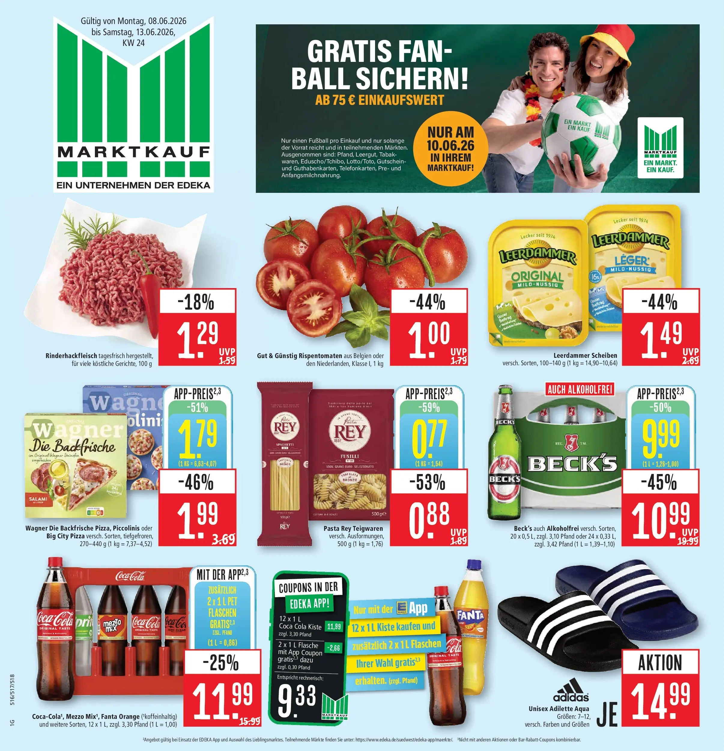 Marktkauf Prospekt Senden (ab 08.06.2026) » Angebote online | Seite: 1 | Produkte: Fanta, Fußball, Piccolinis, Pasta