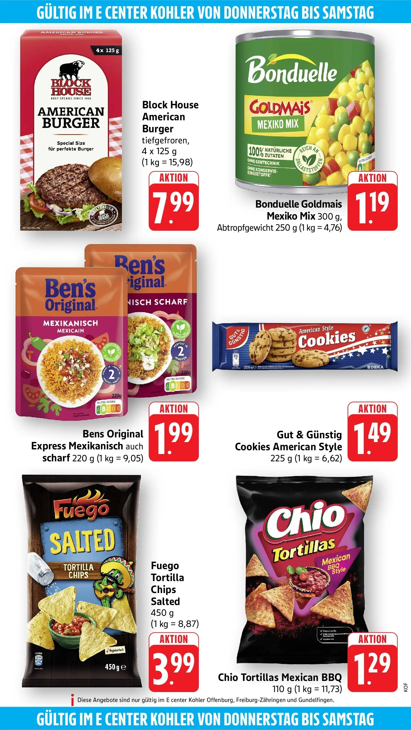 Edeka Prospekt Offenburg (ab 08.06.2026) ยป Angebote Online | Seite: 58 | Produkte: Burger, Chio tortillas, Chips Edeka Prospekt Offenburg (ab 08.06.2026) ยป Angebote Online | Seite: 58 | Produkte: Burger, Chio tortillas, Chips