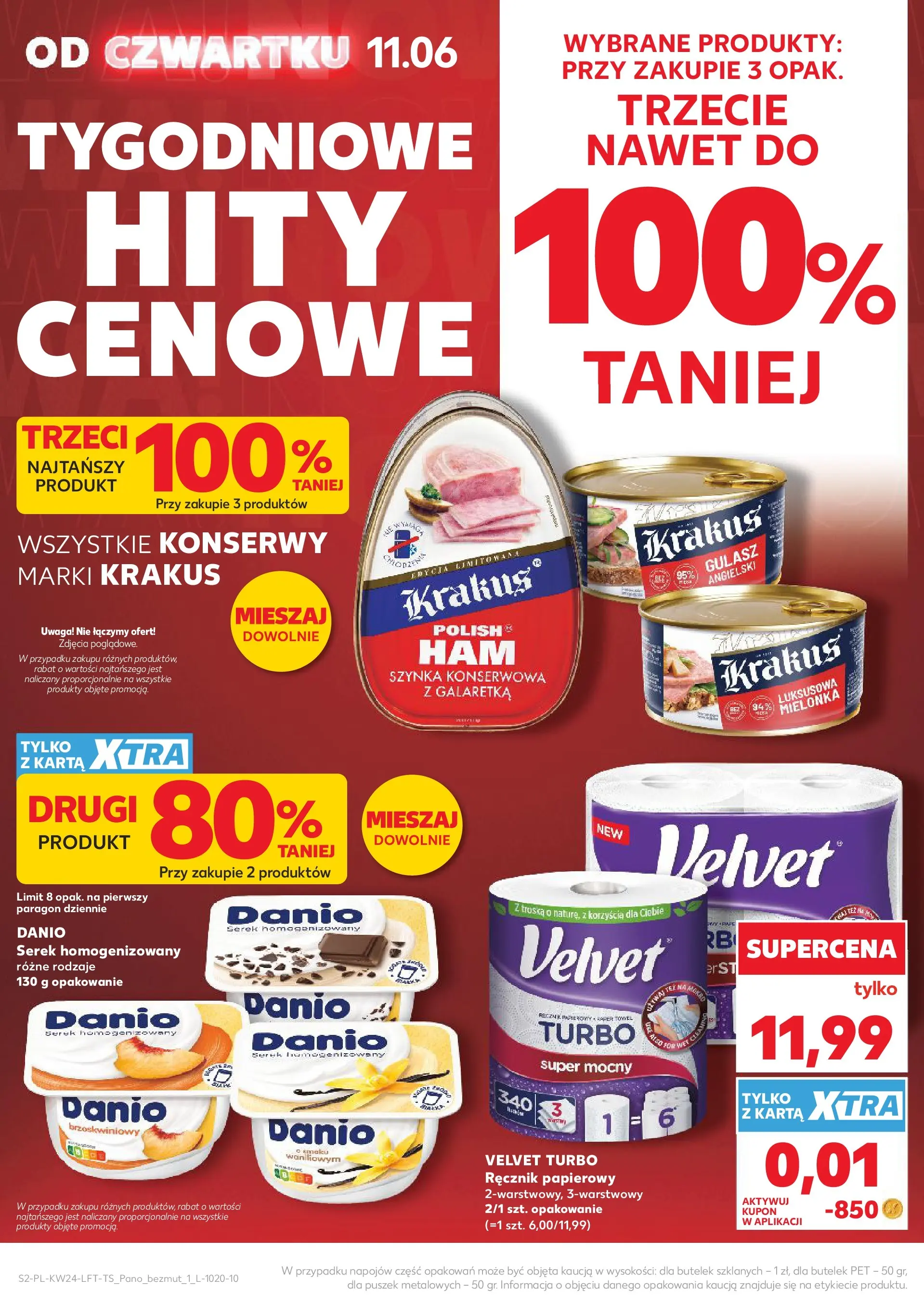 Kaufland gazetka od 11.06.2026 - od jutra PDF | Strona: 2 | Produkty: Galaretka, Serek homogenizowany, Szynka konserwowa krakus, Ręcznik papierowy
