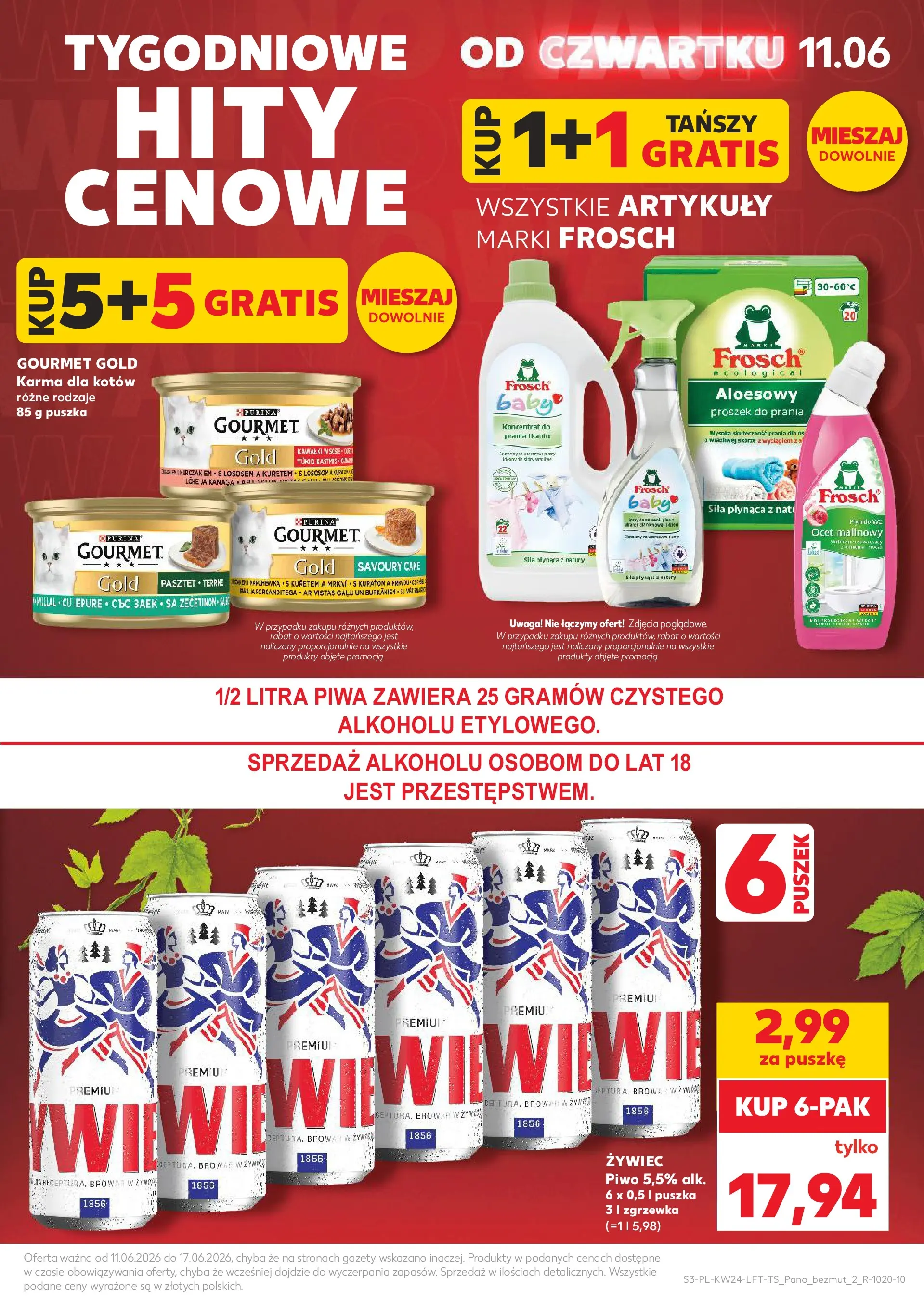 Kaufland gazetka od 11.06.2026 - od jutra PDF | Strona: 3 | Produkty: Ocet, Karma dla kotów, Piwo, Proszek do prania