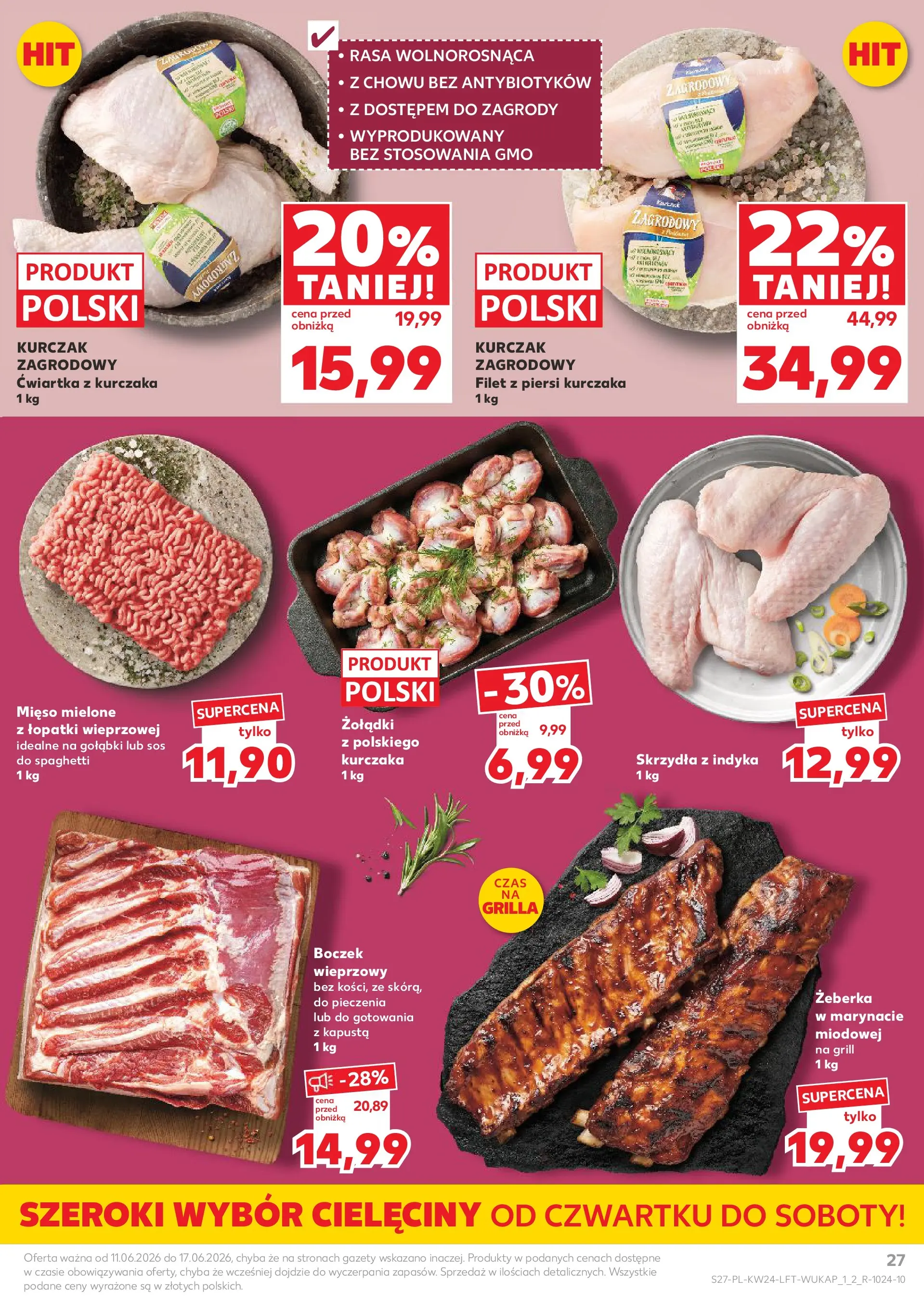 Kaufland gazetka od 11.06.2026 - od jutra PDF | Strona: 27 | Produkty: Kurczak, Grill, Boczek, Sos do spaghetti