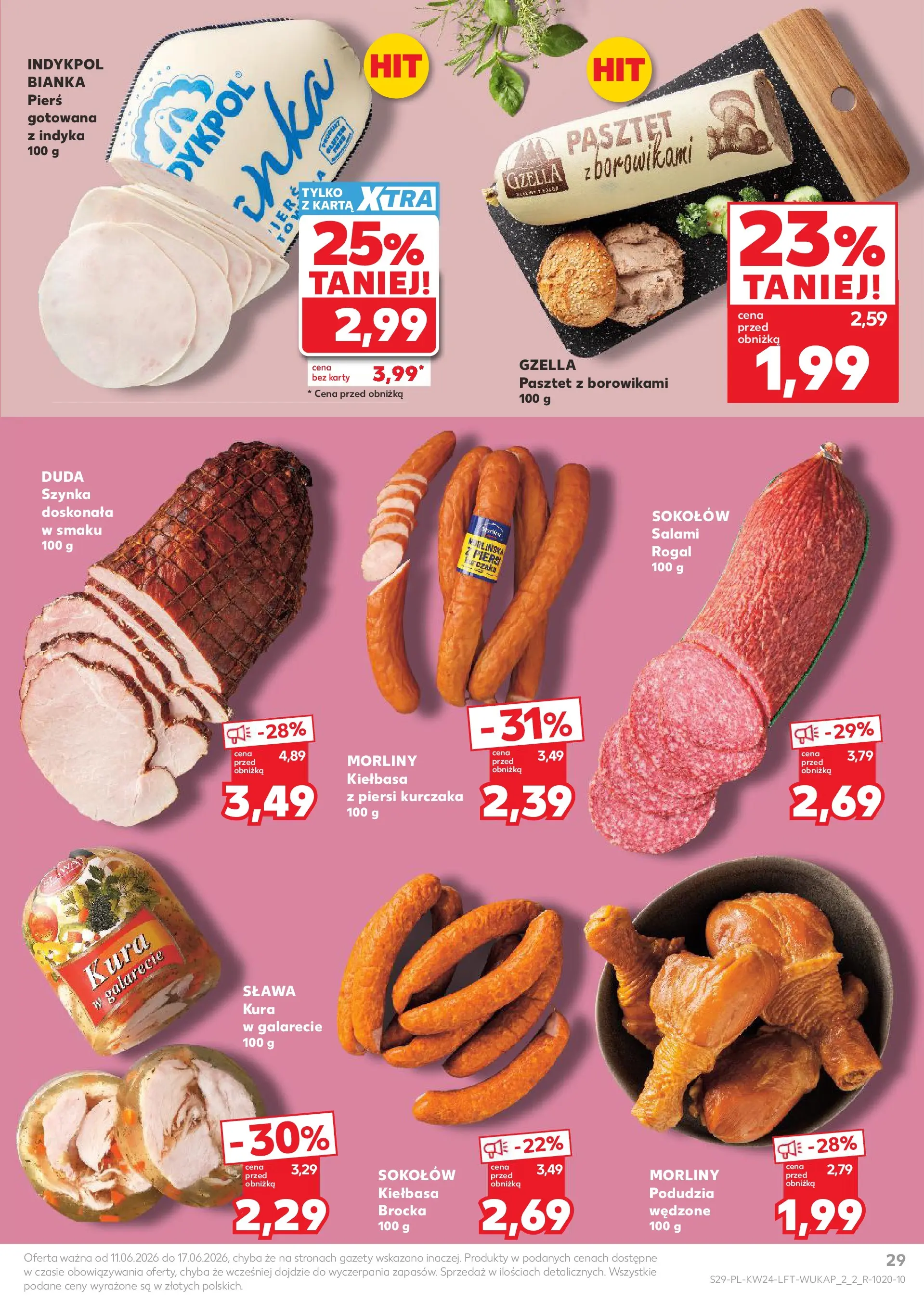 Kaufland gazetka od 11.06.2026 - od jutra PDF | Strona: 29 | Produkty: Kiełbasa, Piersi, Szynka, Salami