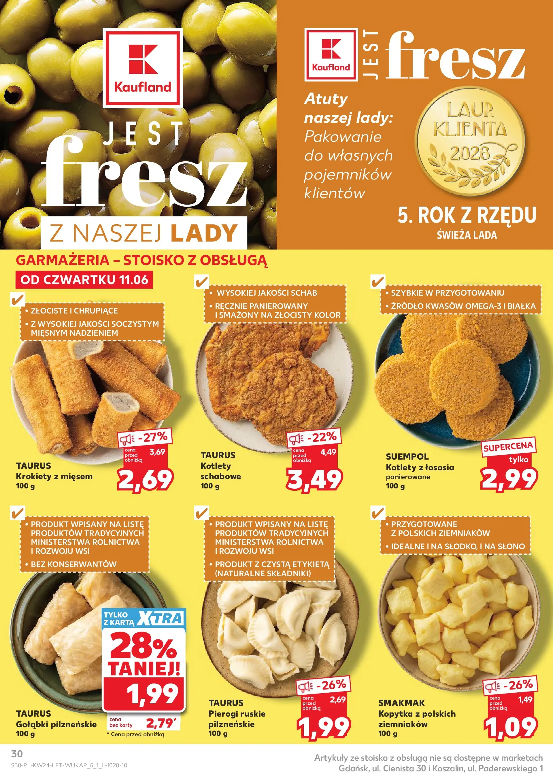 Kaufland gazetka od 11.06.2026 - od jutra PDF | Strona: 30 | Produkty: Schab, Pierogi, Krokiety, Kotlety