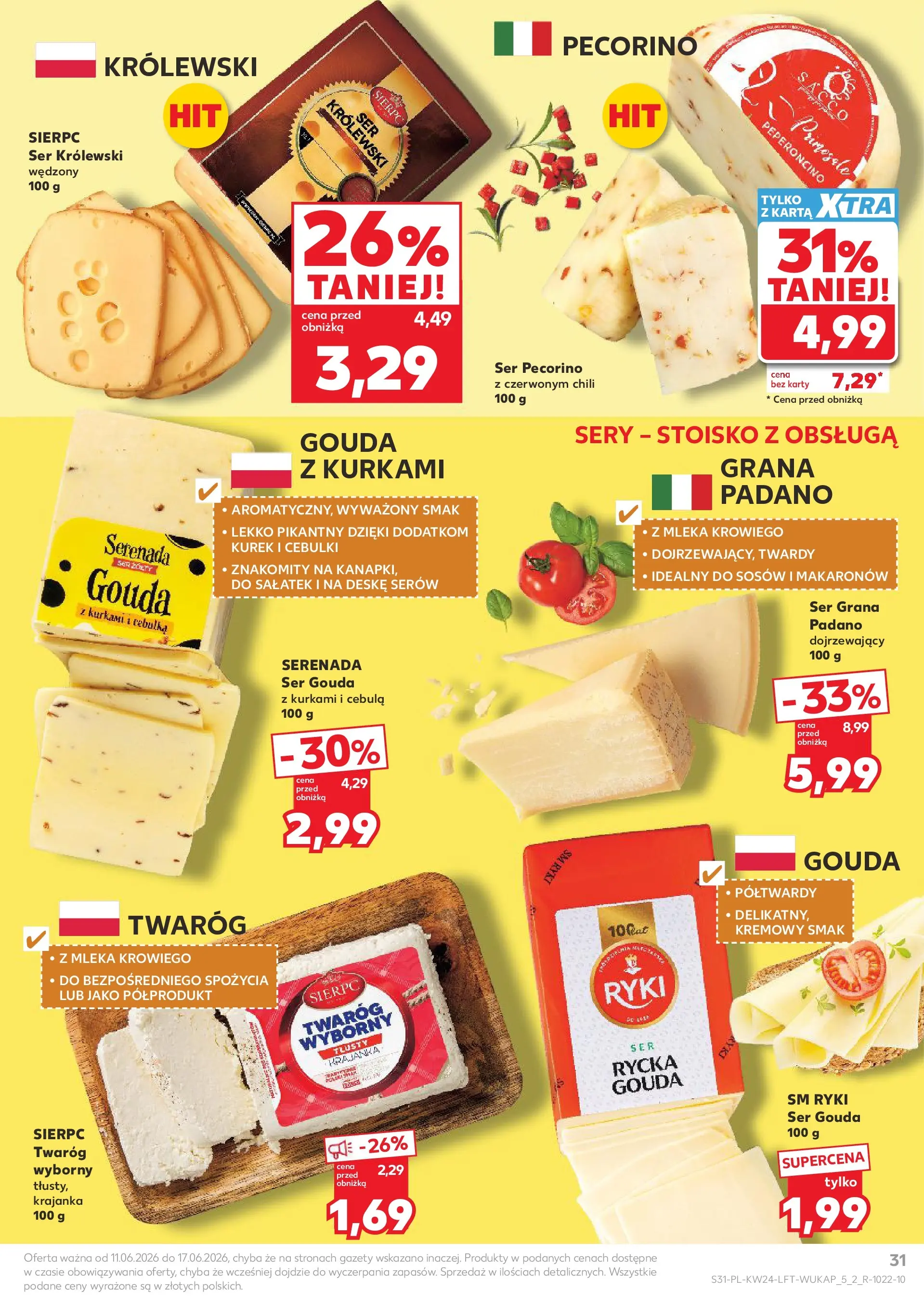Kaufland gazetka od 11.06.2026 - od jutra PDF | Strona: 31 | Produkty: Karta, Grana padano, Ser grana padano, Ser gouda