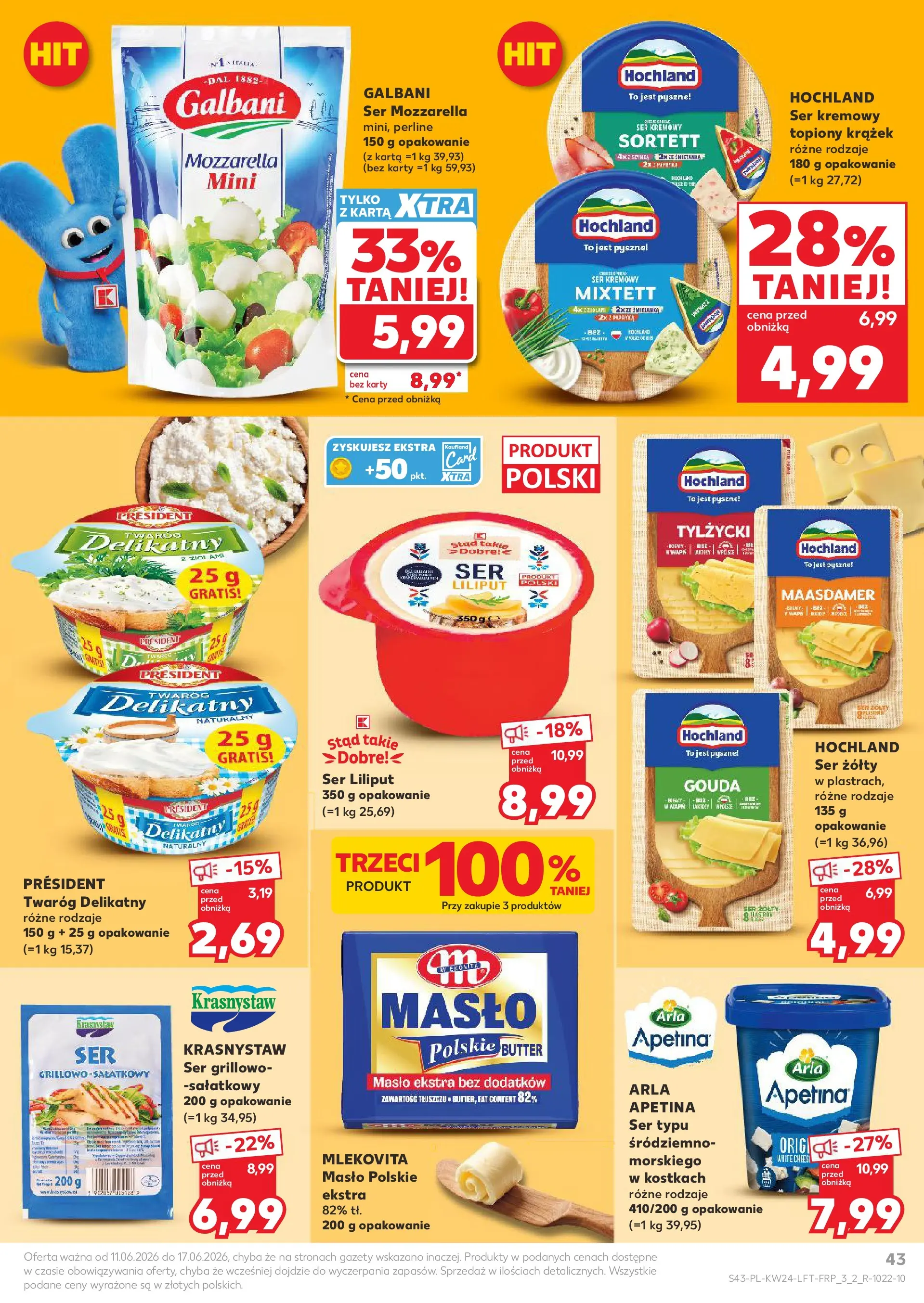 Kaufland gazetka od 11.06.2026 - od jutra PDF | Strona: 43 | Produkty: Masło Polskie, Szynka, Masło, Twaróg