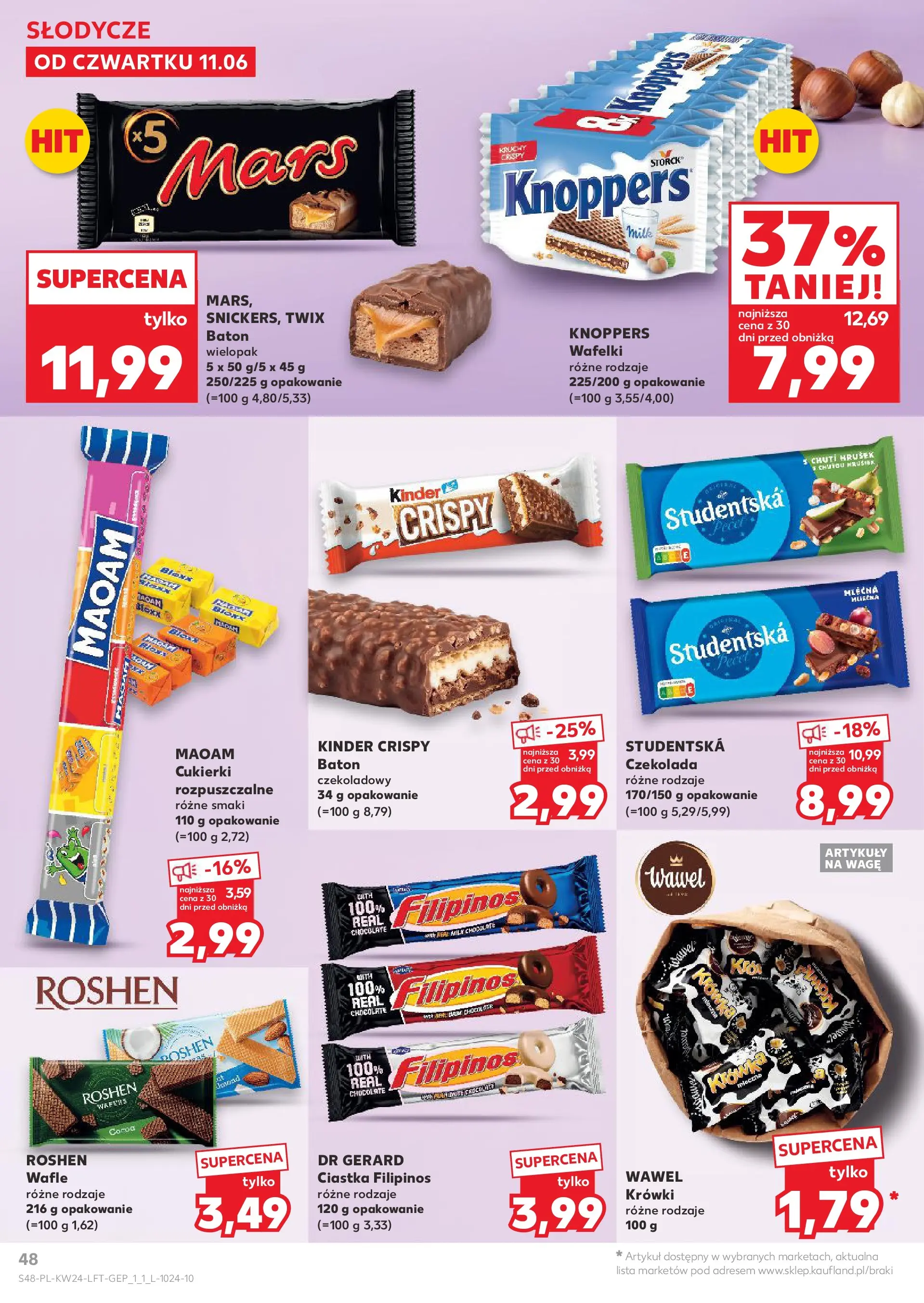 Kaufland gazetka od 11.06.2026 - od jutra PDF | Strona: 48 | Produkty: Knoppers, Cukierki, Ciastka, Krówki