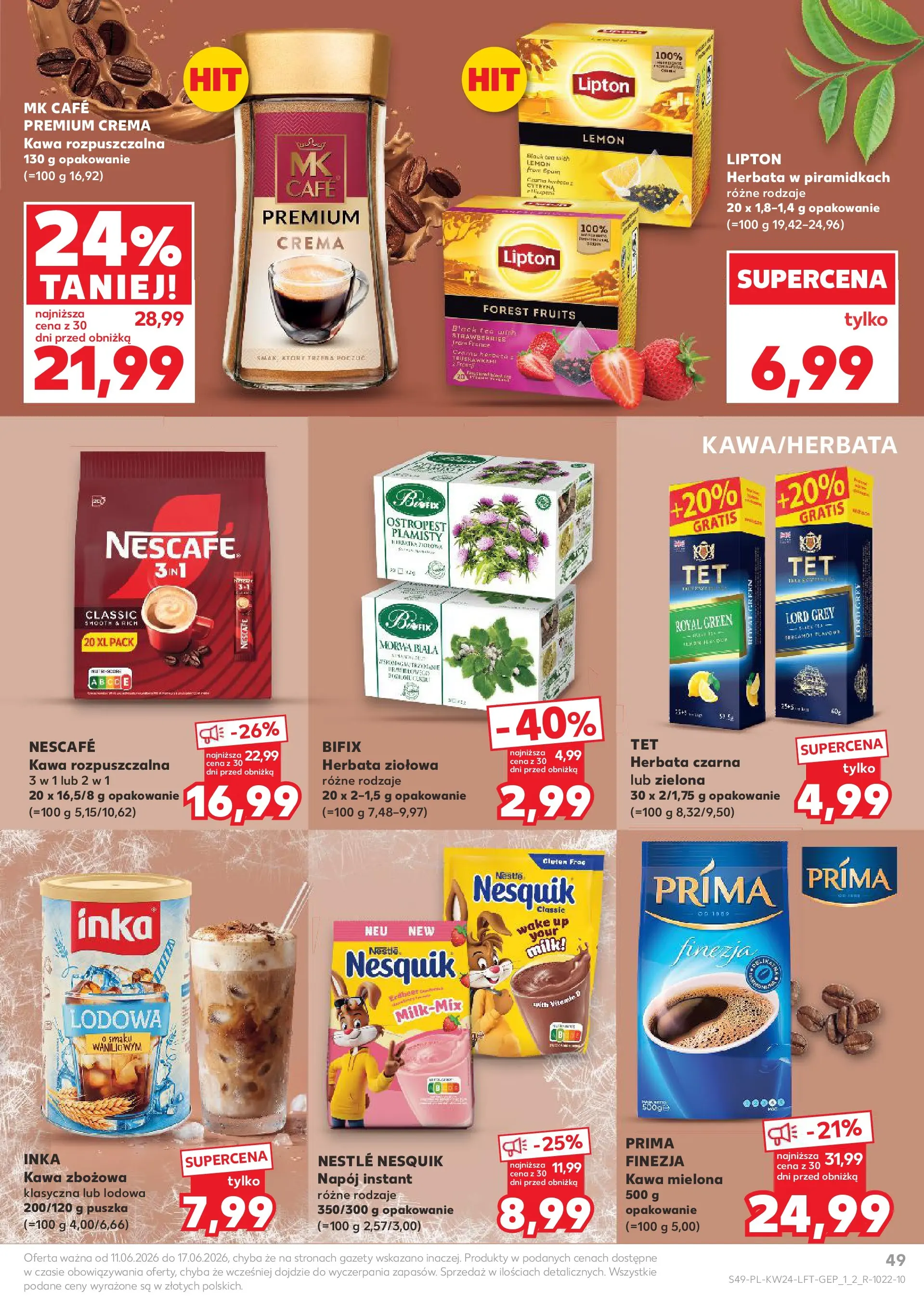 Kaufland gazetka od 11.06.2026 - od jutra PDF | Strona: 49 | Produkty: Nescafe, Kawa rozpuszczalna, Kawa, Herbata