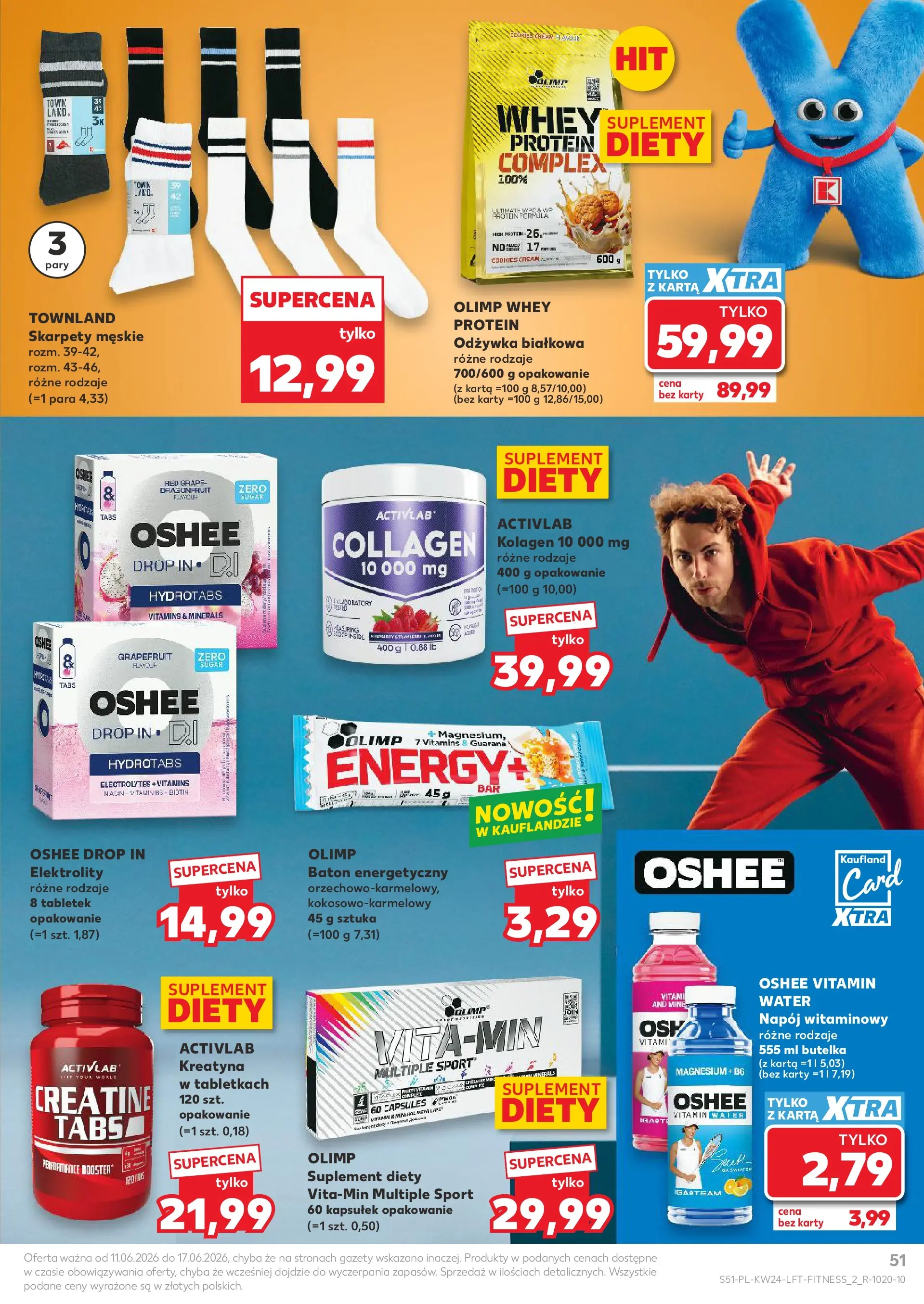 Kaufland gazetka od 11.06.2026 - od jutra PDF | Strona: 51 | Produkty: Karta, Baton, Skarpety męskie, Odżywka