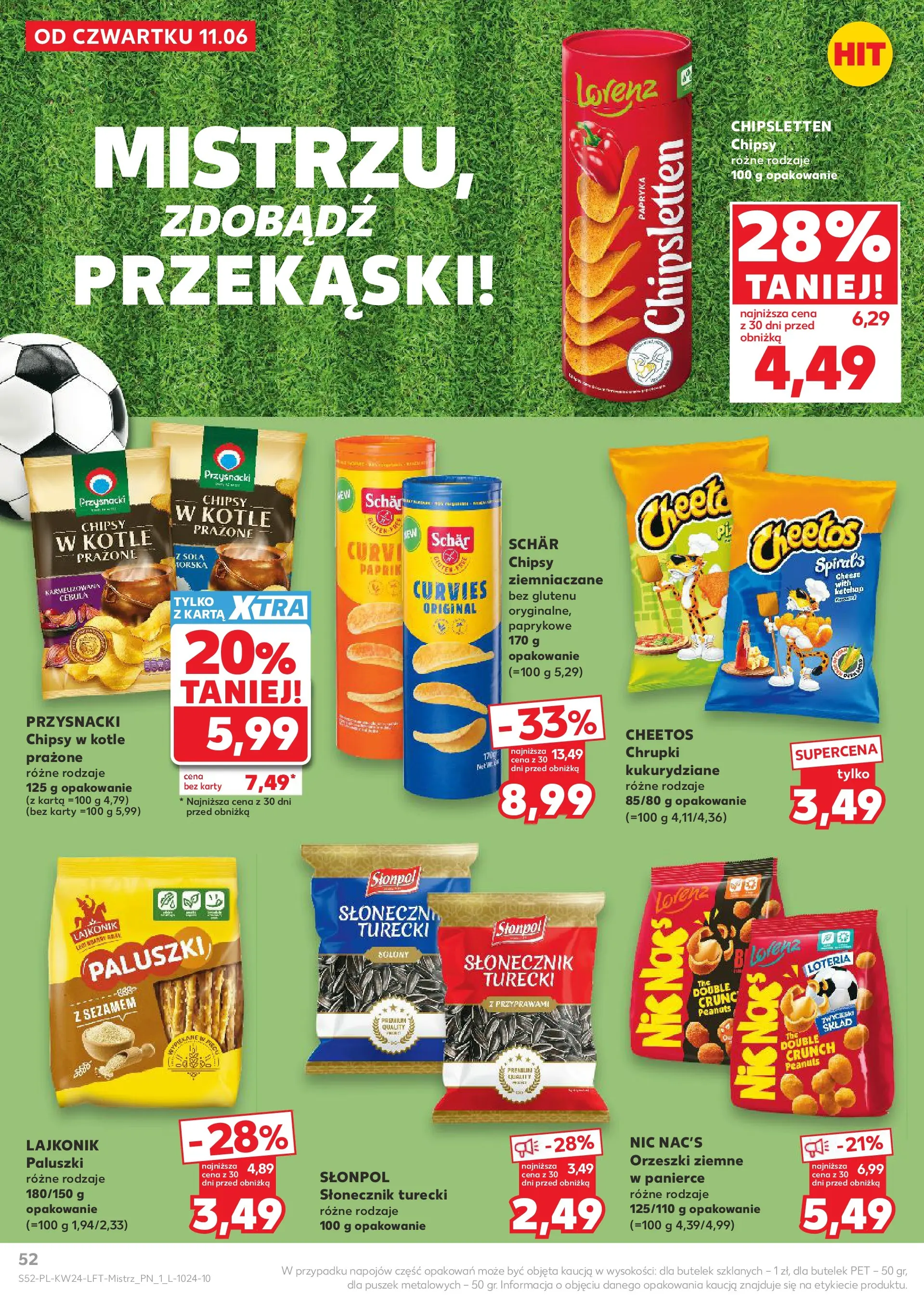 Kaufland gazetka od 11.06.2026 - od jutra PDF | Strona: 52 | Produkty: Karta, Chipsy, Paluszki, Orzeszki ziemne